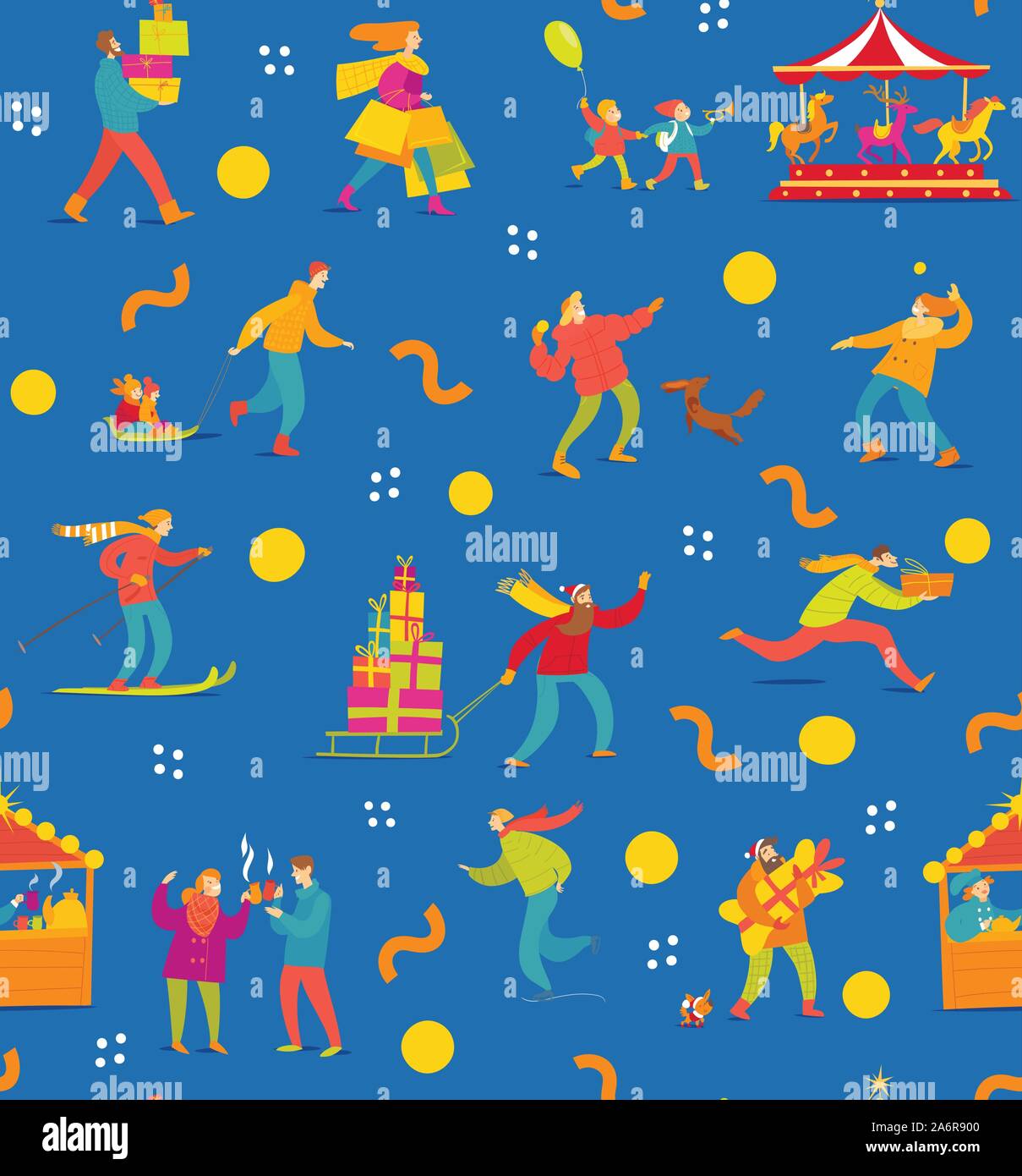 Résumé vecteur seamless pattern avec les gens d'hiver pour Noël Illustration de Vecteur