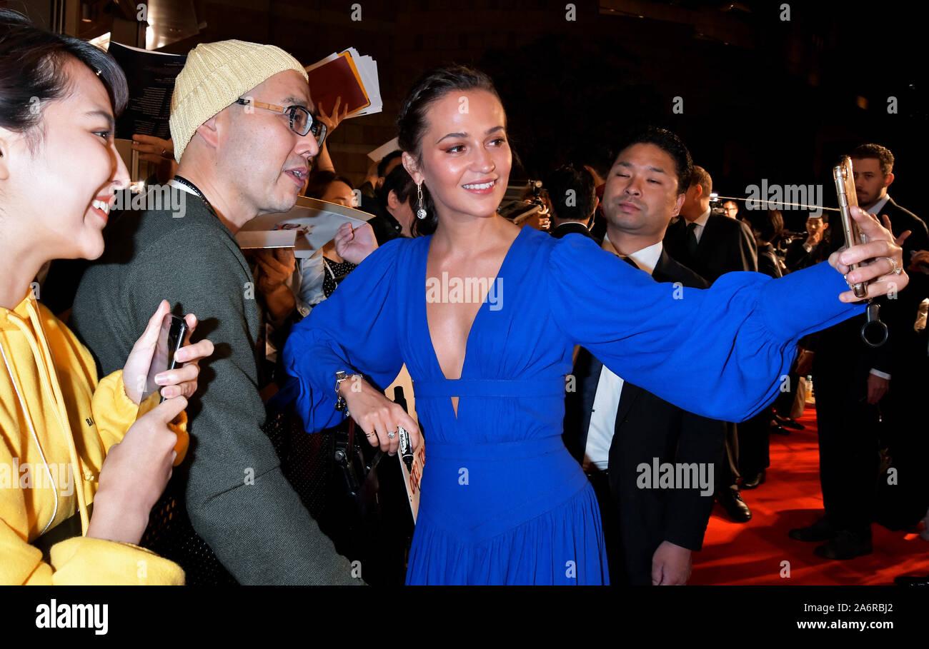 Tokyo, Japon. 28 Oct, 2019. L'actrice Alicia Vikander assiste à la cérémonie d'ouverture du Festival International du Film de Tokyo en 2019 à Tokyo, Japon, le lundi 28 octobre, 2019. Tokyo International Film Festival (TIFF) est le seul festival lm ?japonais accrédité par la Fédération internationale des associations de producteurs de films (FIAPF). TIFF a commencé en 1985 que le Japon ?er ?majeure lm festival. Photo par Keizo Mori/UPI UPI : Crédit/Alamy Live News Banque D'Images