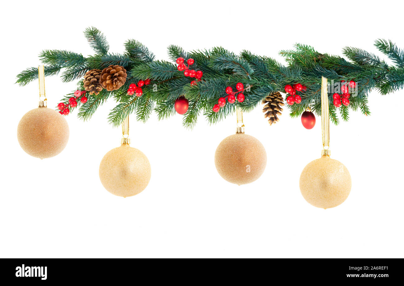 Guirlande de Noël sur fond blanc Banque D'Images