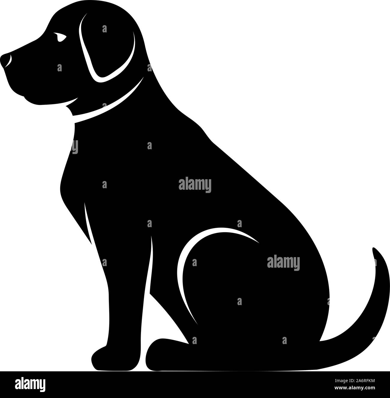 Vector silhouette noire d'un chien isolé sur un fond blanc. Illustration de Vecteur