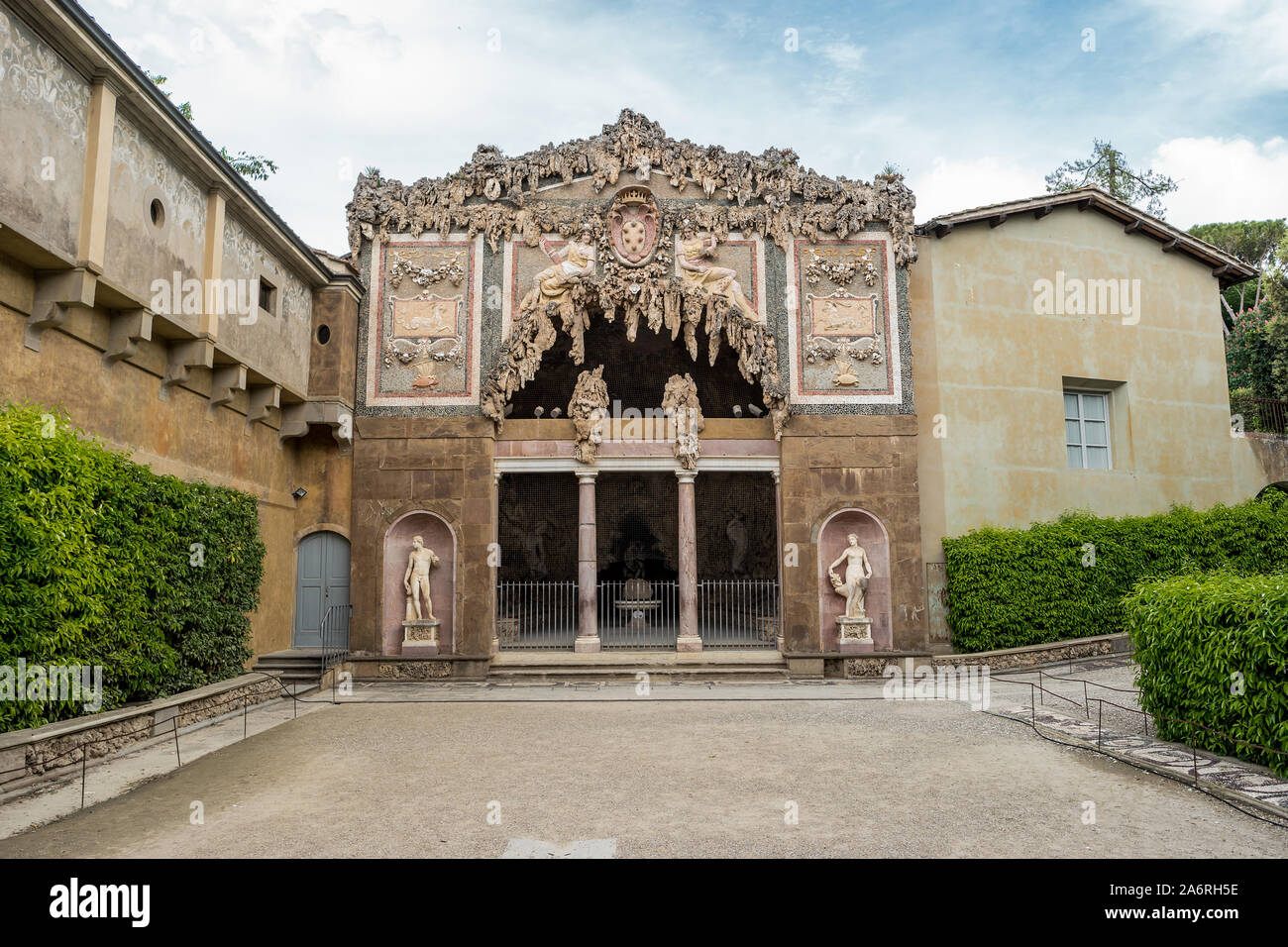 Florence, Toscane, Italie, l'entrée de la grotte de Buontalenti dans Boboli. Unesco World Heritage site. Banque D'Images