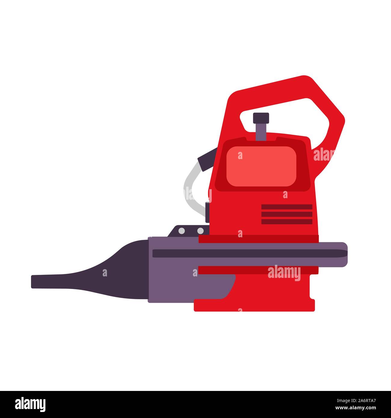 Souffleuse à feuilles rouge icône vecteur illustration isolé matériel blanc symbole de la conception. Jardin d'automne l'art de l'élément travail forme d'outil. Coup de pelouse brillant cartoon elec Illustration de Vecteur