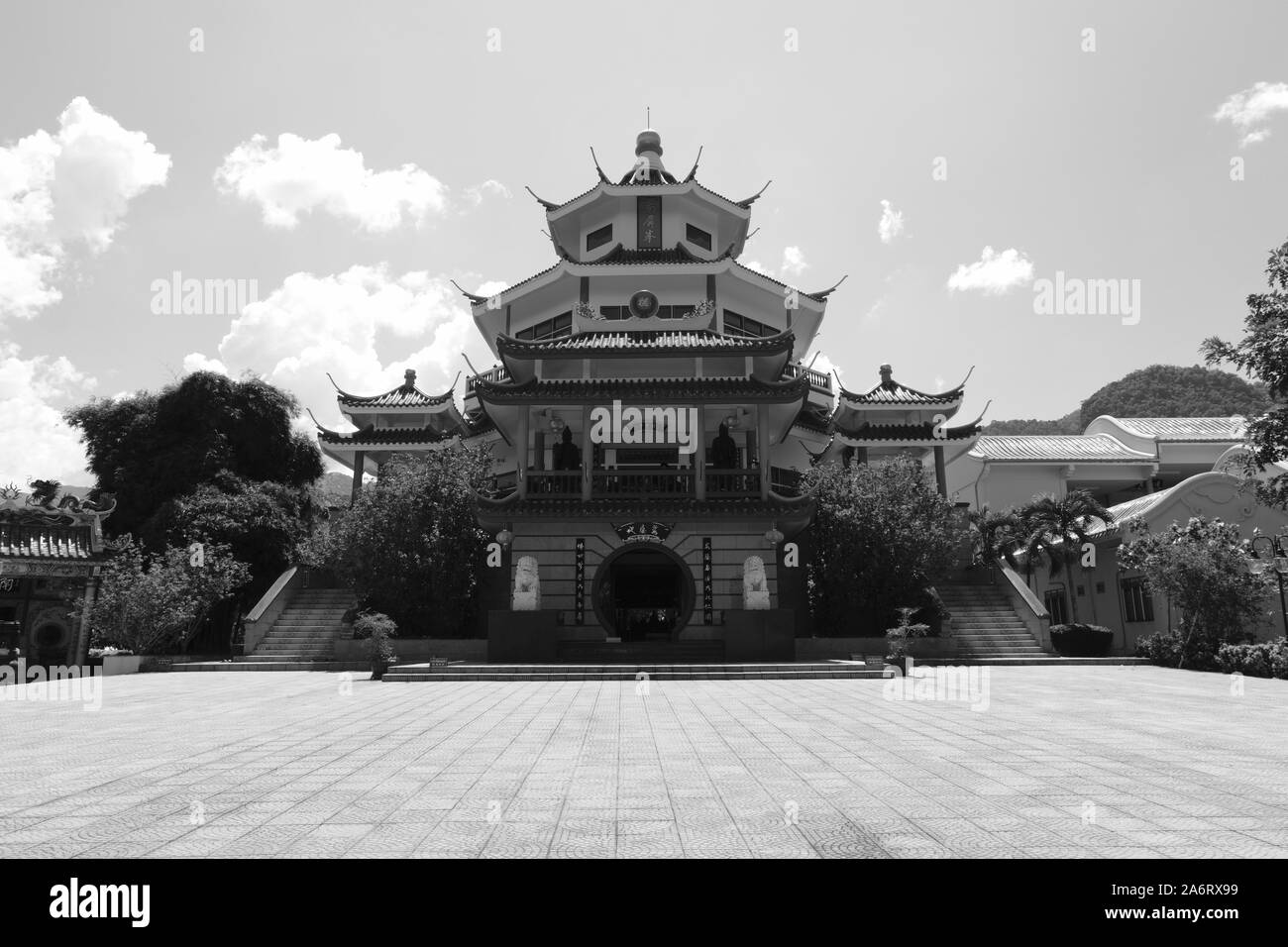 Bâtiment de style ancien culture chinoise, mode d'image noir et blanc Banque D'Images