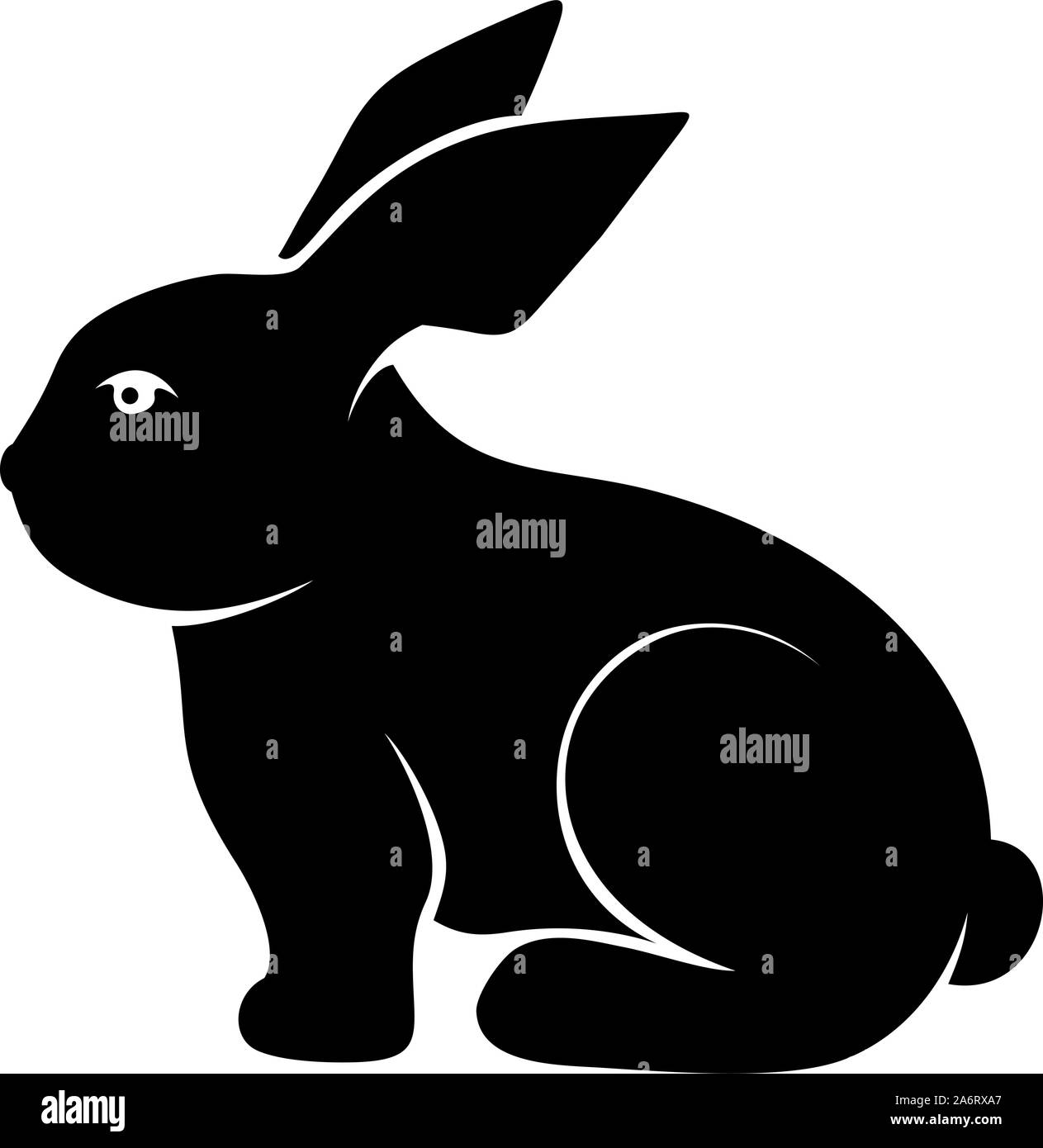 Silhouette noire vectorielle d'un lapin isolée sur un fond blanc. Illustration de Vecteur