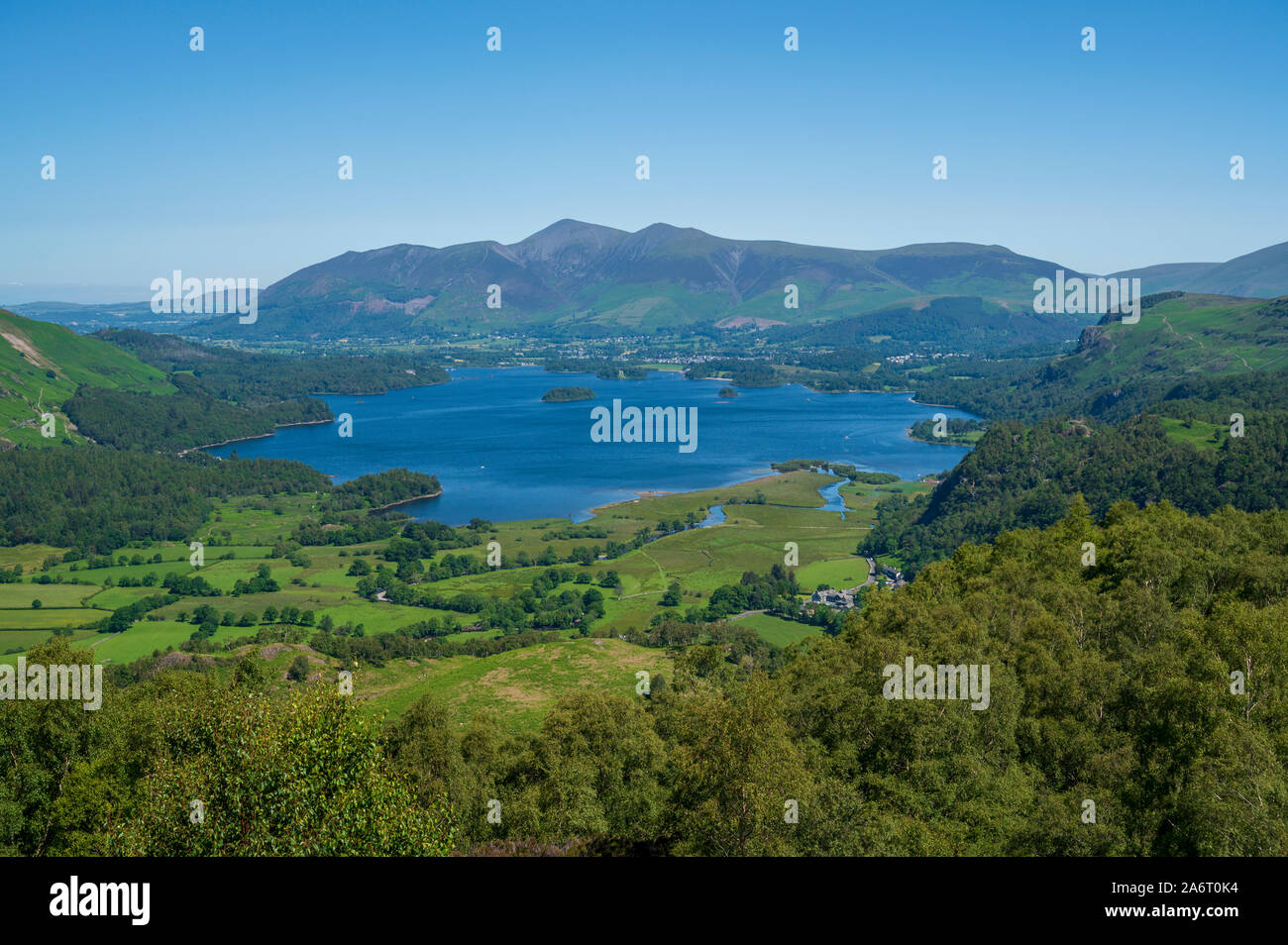 Vue sur Derwent Water du King's comment viewpoint, Lake District, Cumbria, England, UK Banque D'Images