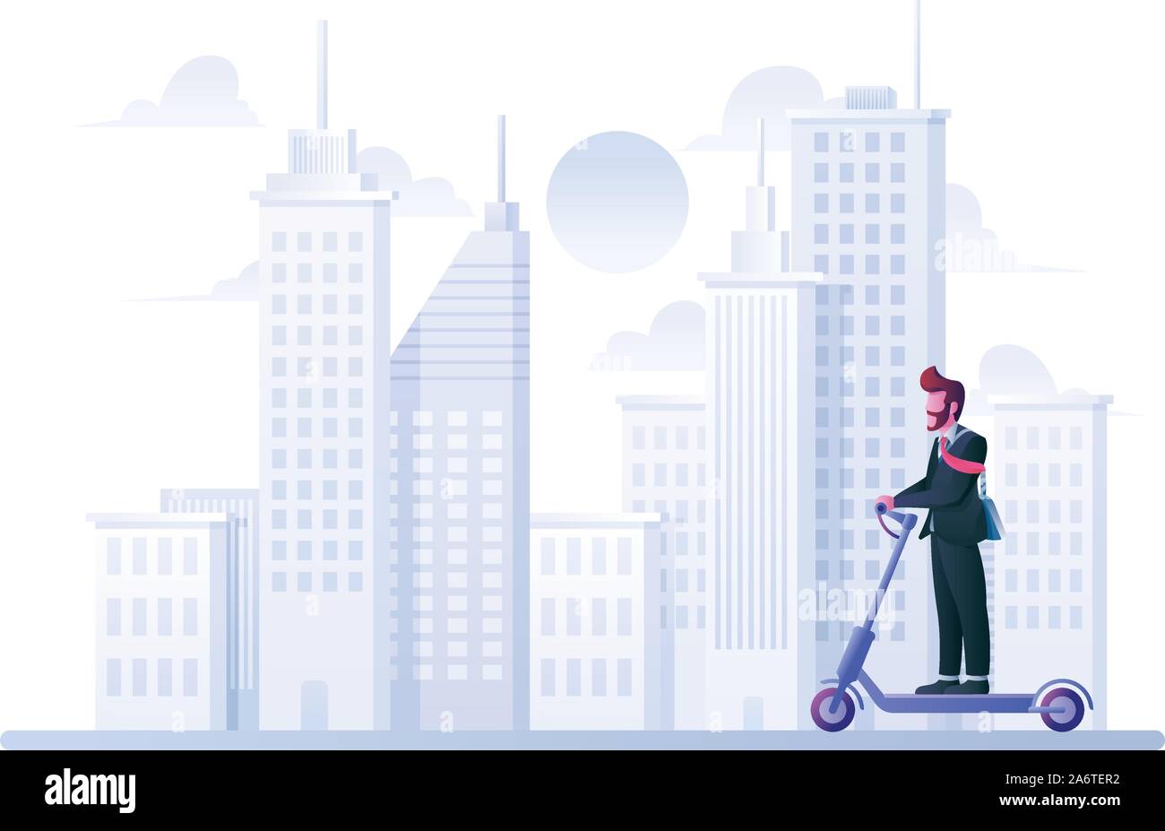 Businessman on Scooter électrique Illustration de Vecteur