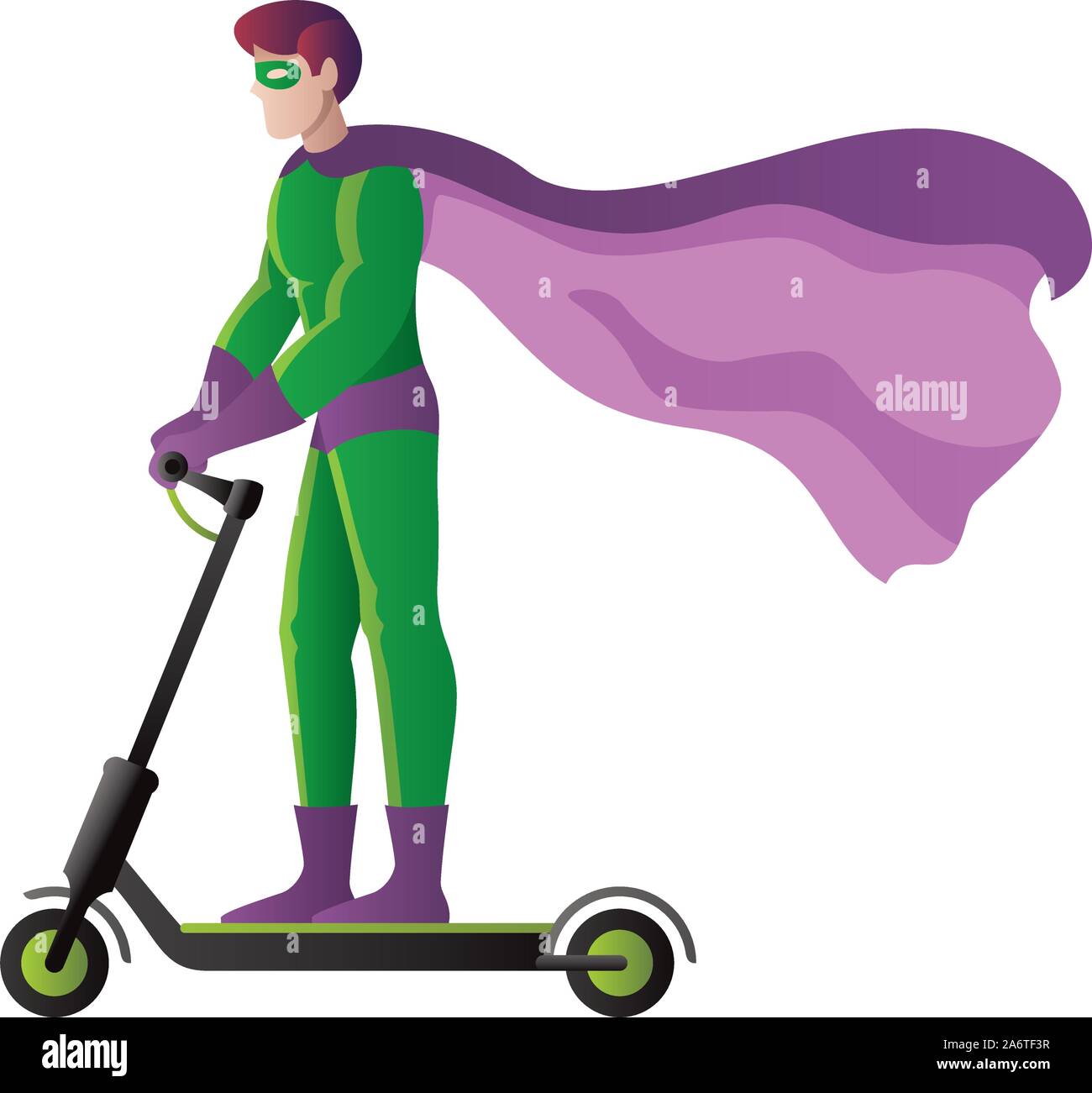 Super héros sur scooter électrique on White Illustration de Vecteur