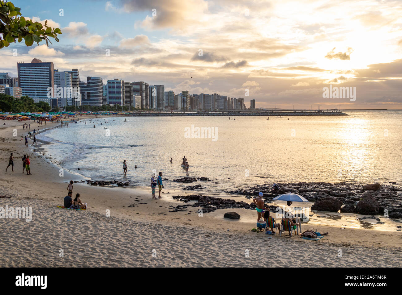 Coucher de soleil à Fortaleza brach de sable dans le nord-est du Brésil Banque D'Images
