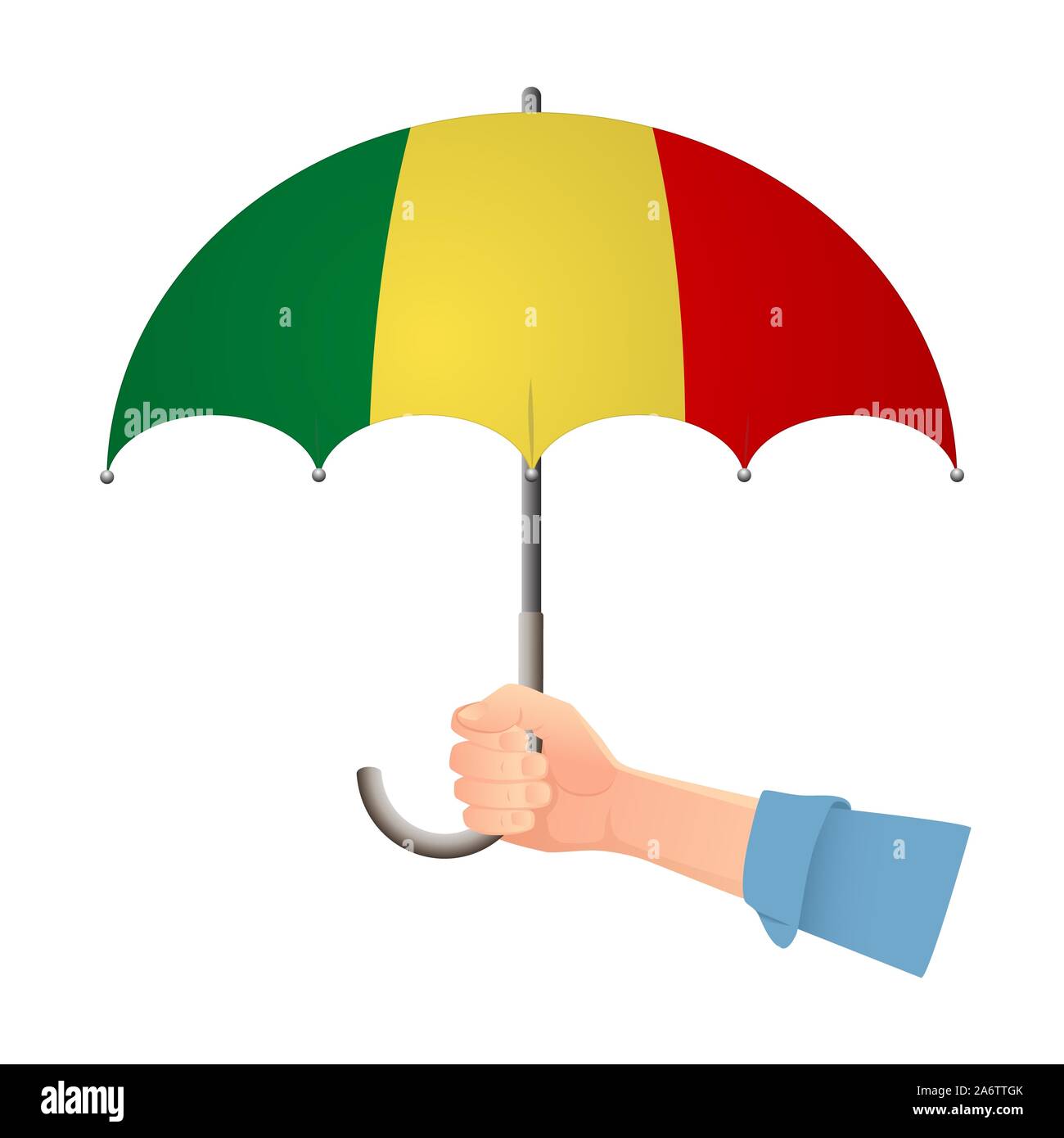 Drapeau Mali parapluie. Symboles du temps. Drapeau national du Mali illustration Banque D'Images