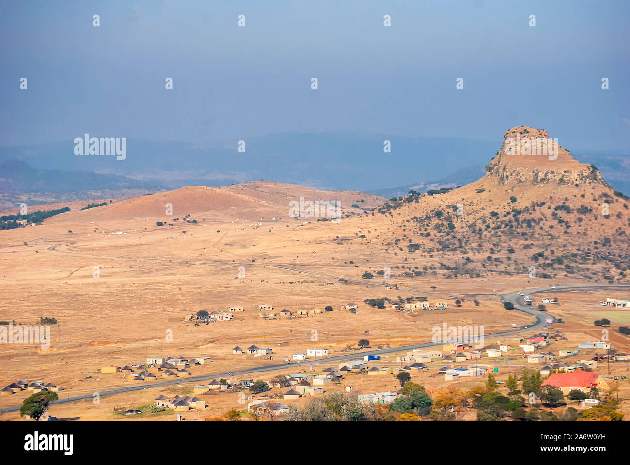 Le site de la bataille d'Isandlwana entre l'Armée britannique et les Zoulous, qui a eu lieu le 22 janvier 1879. Banque D'Images