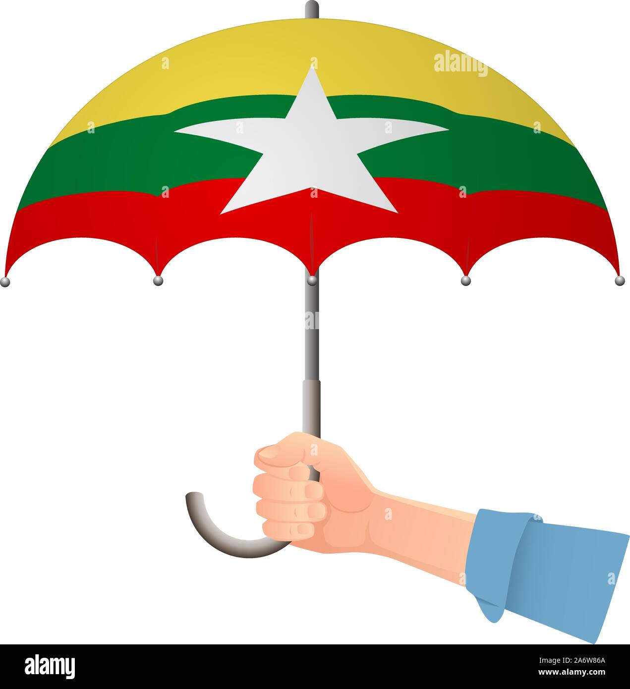 Parapluie drapeau du Myanmar. Symboles du temps. Drapeau national du Myanmar vector illustration Illustration de Vecteur