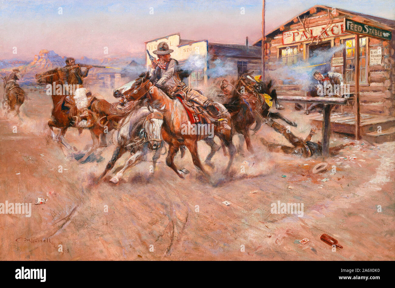 Fumée d'une .45 - Charles Marion Russell, 1908 Banque D'Images