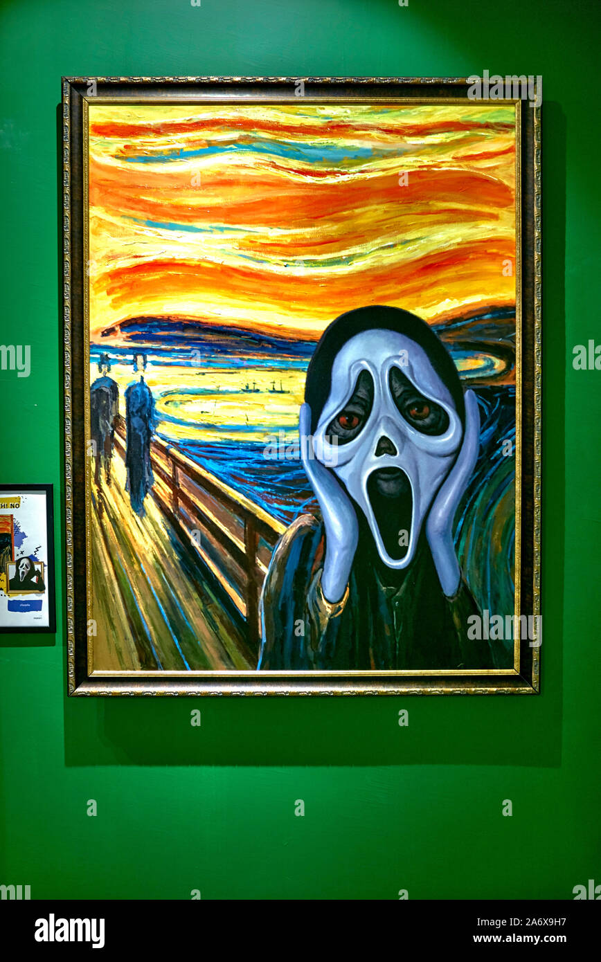 Art de parodie, peinture. The Scream, Edvard Munch. Musée d'art de parodie, Pattaya, Thaïlande, Asie du Sud-est, Banque D'Images