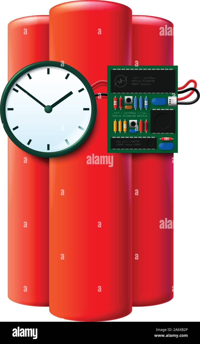 Le terrorisme bombe à retardement. Tnt avec horloge Illustration de Vecteur