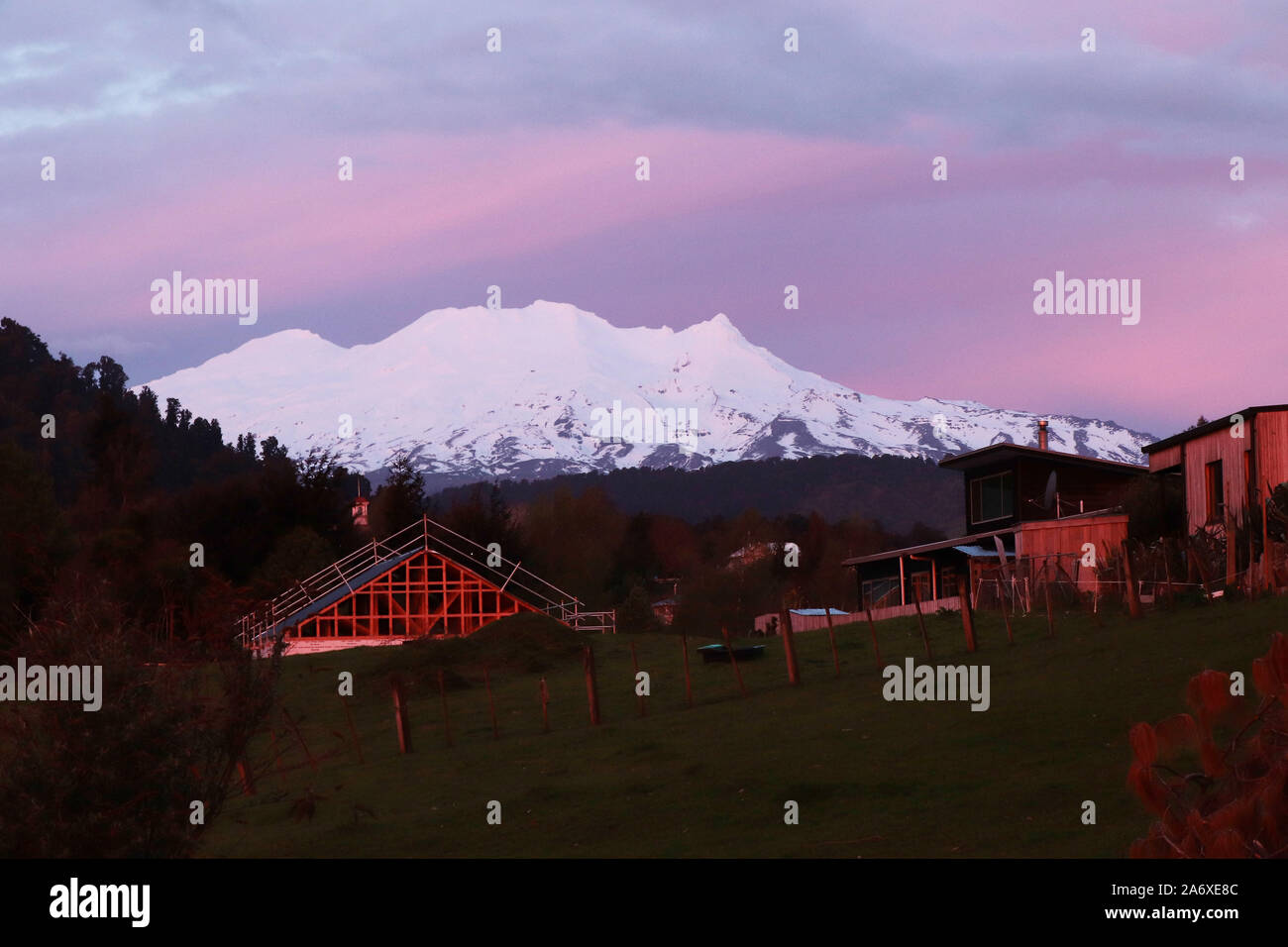 Le mont Ruapehu vue, Ohakune, Nouvelle-Zélande, île du Nord, parc national de Tongariro Banque D'Images