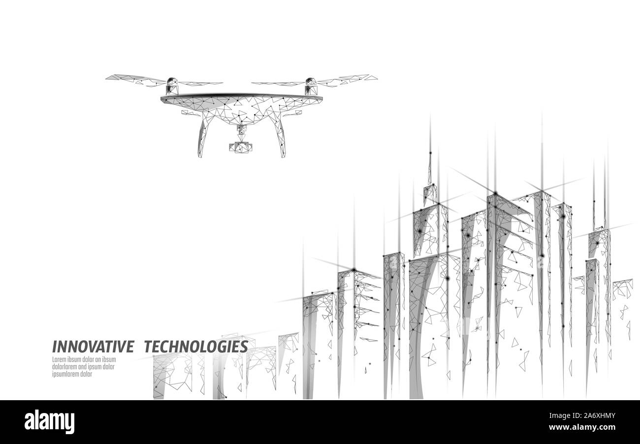 Aucun modèle de bannière poly basse ville de drones. Régulation de la livraison de véhicules aériens sans pilote. La loi interdit la protection de la vie privée des aéronefs. Zone privée Illustration de Vecteur