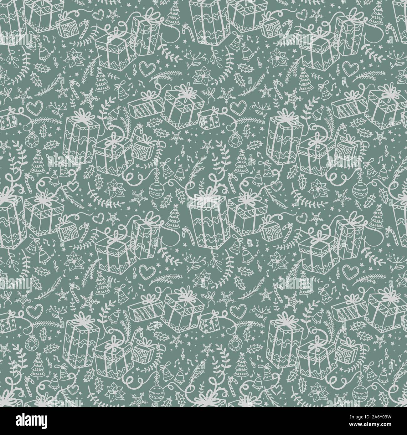 Fun et élégant avec motif transparent Noël Noël, cadeaux et décoration - esquisses - idéal pour l'emballage, le textile, toile - vector Illustration de Vecteur