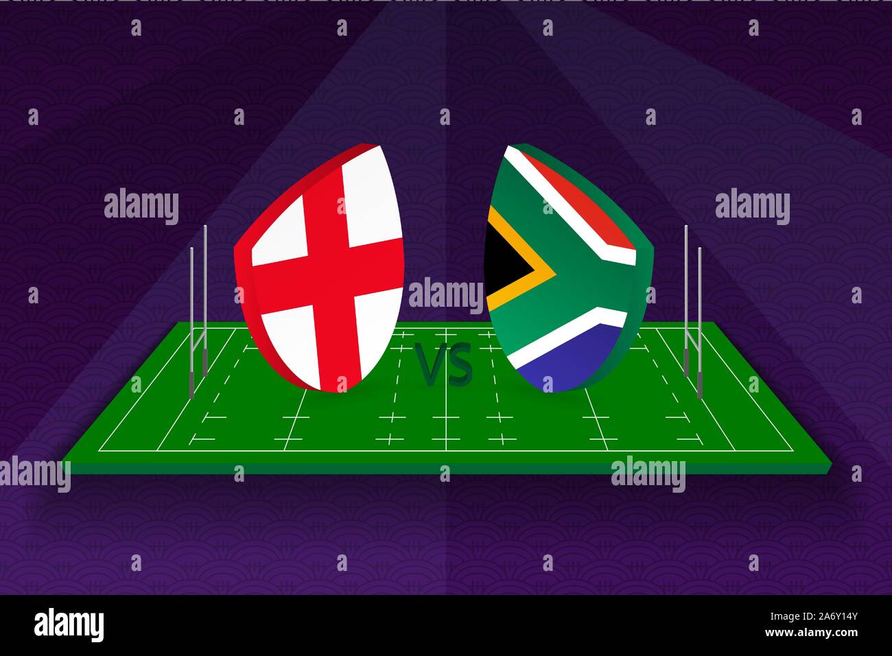 L'équipe de rugby de l'Angleterre contre l'Afrique du Sud, le terrain de rugby. Vector Sport modèle. Illustration de Vecteur