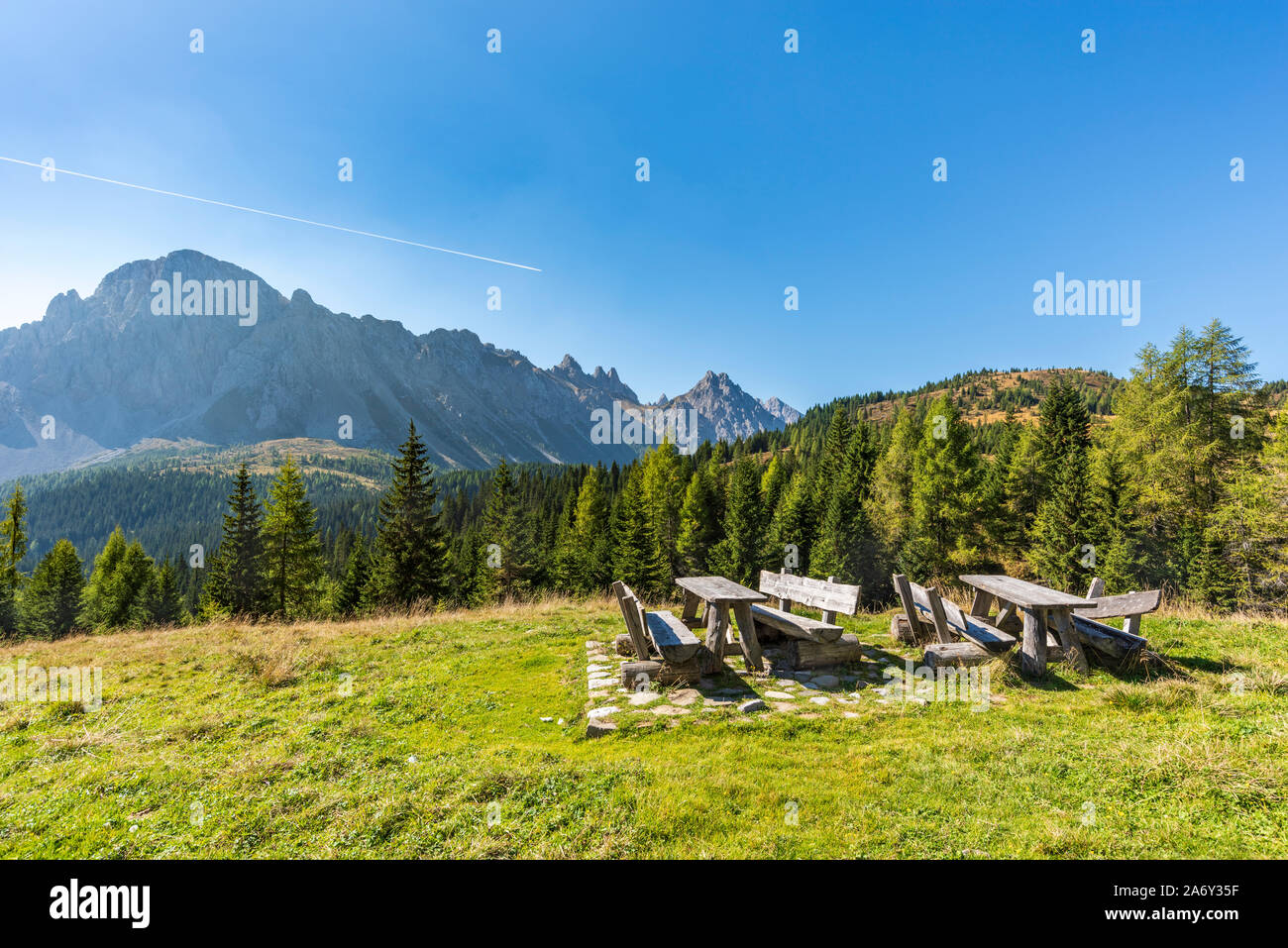 Vallée de la Piave, Calvi refuge sur les pentes du mont Peralba. Sappada, Italie Banque D'Images