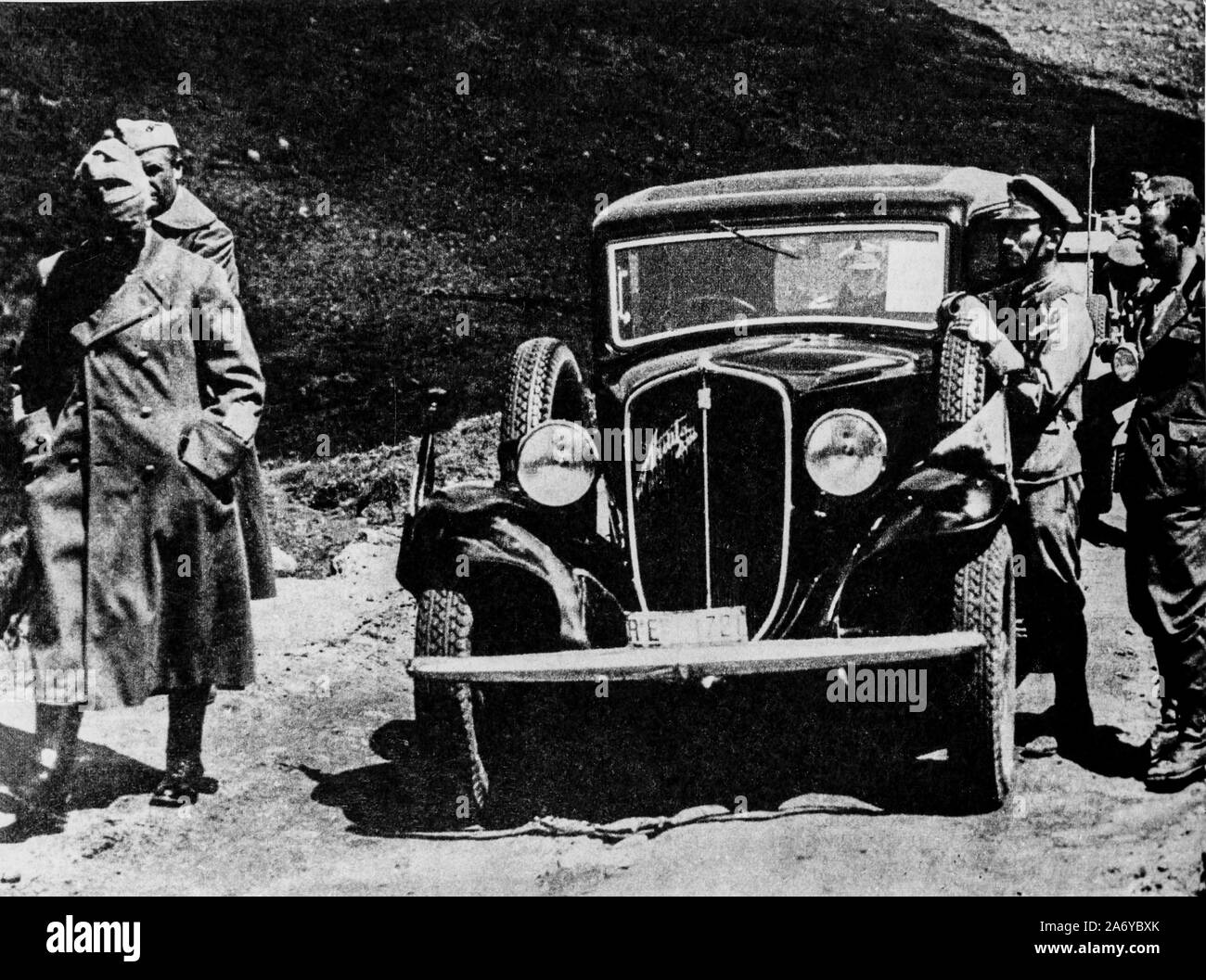 Le maréchal Pietro Badoglio le long de la route d'Addis Abeba, la guerre d'Éthiopie, 1936 Banque D'Images