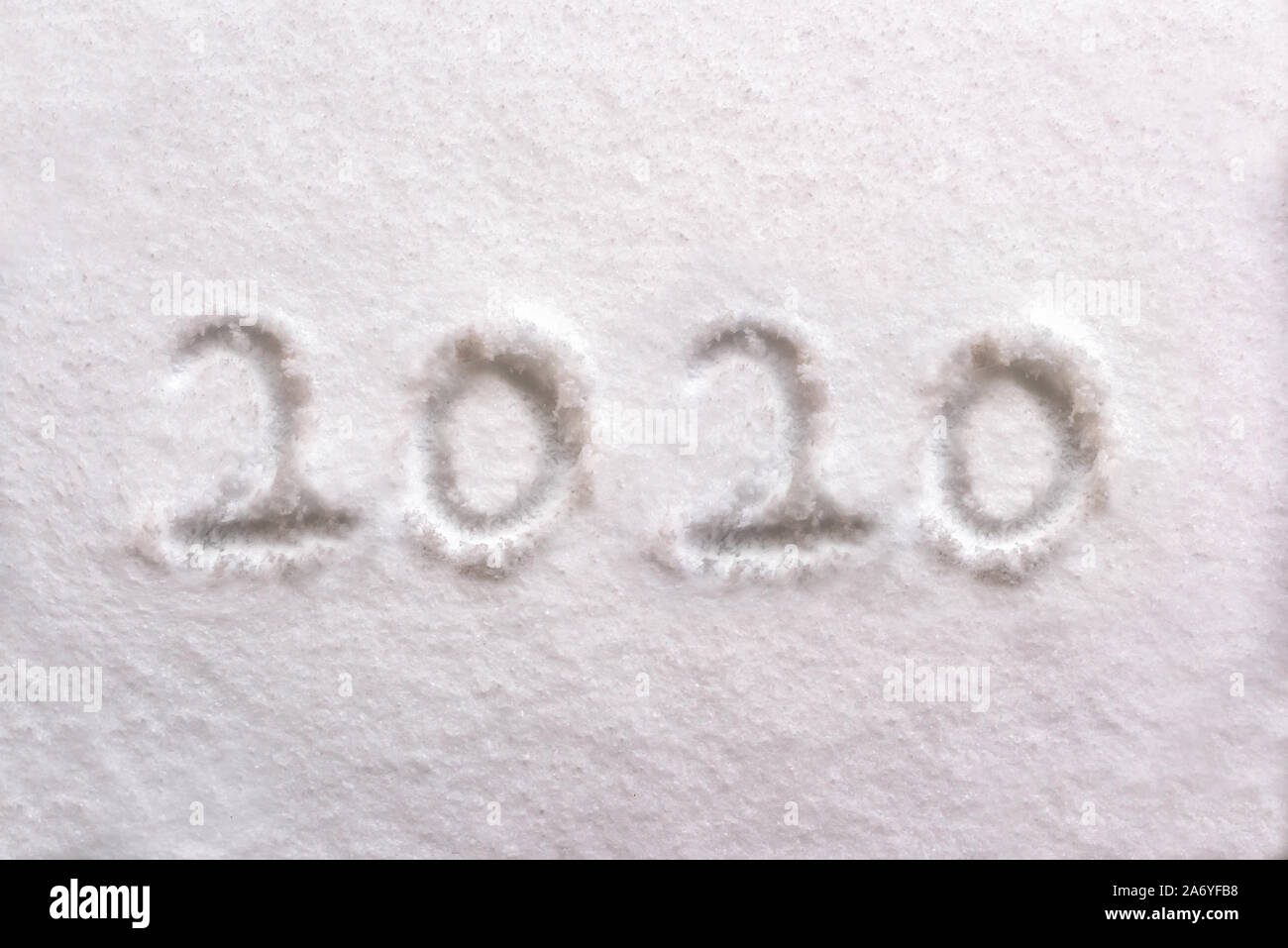 2020 écrit dans la neige, carte de vœux de nouvel an Banque D'Images