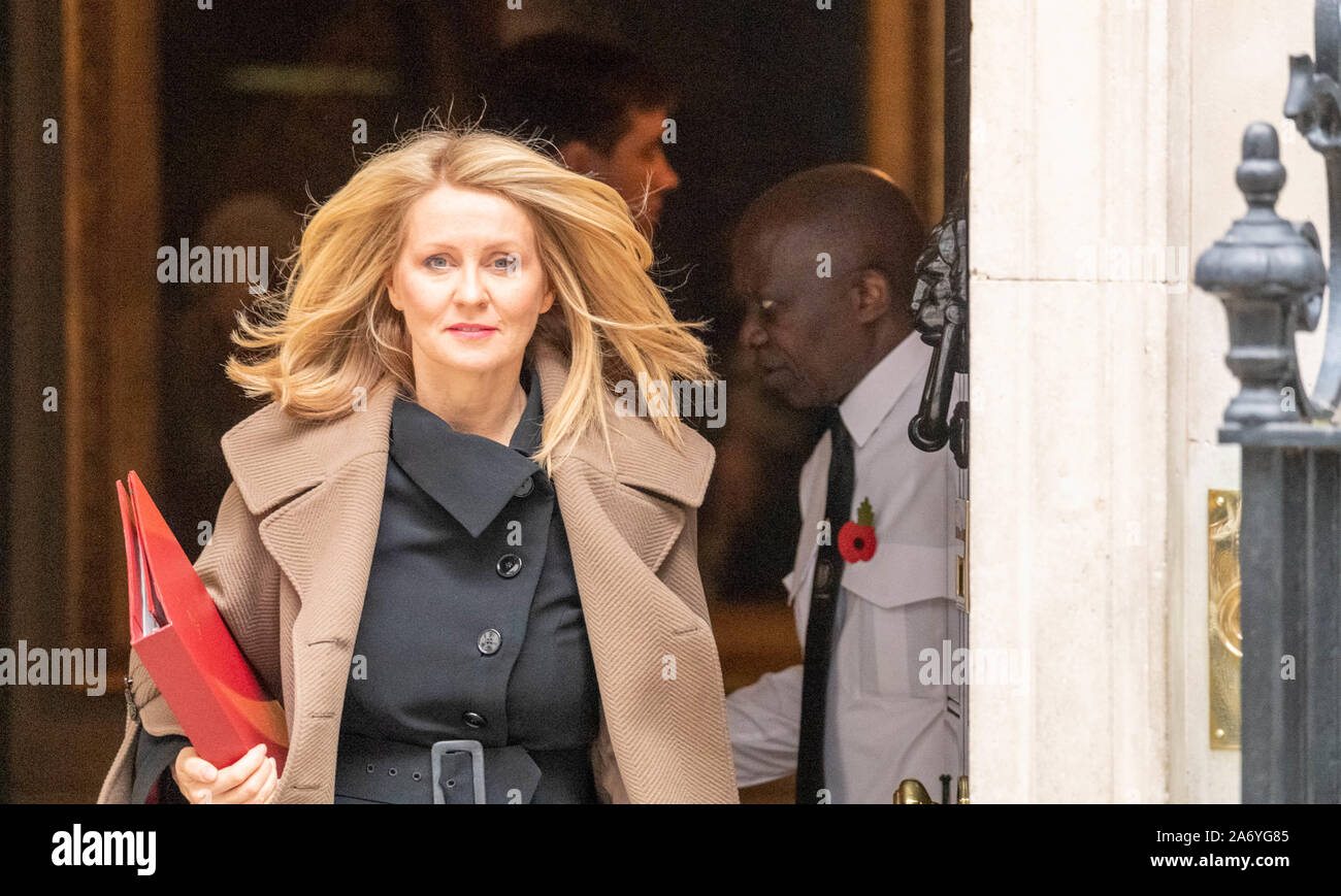 Londres, Royaume-Uni. 29 Oct, 2019. Esther McVey MP Immobilier ministre quitte une réunion du Cabinet, au 10 Downing Street, London Credit Ian Davidson/Alamy Live News Crédit : Ian Davidson/Alamy Live News Banque D'Images