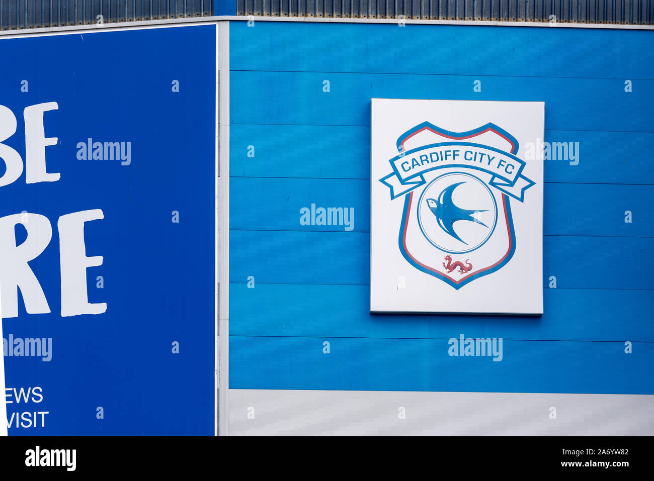 Cardiff, Pays de Galles, Royaume-Uni, le 8 octobre 2019. L'extérieur de la ville de Cardiff Football Stadium, domicile de l'équipe d'oiseaux bleus, Cardiff Banque D'Images