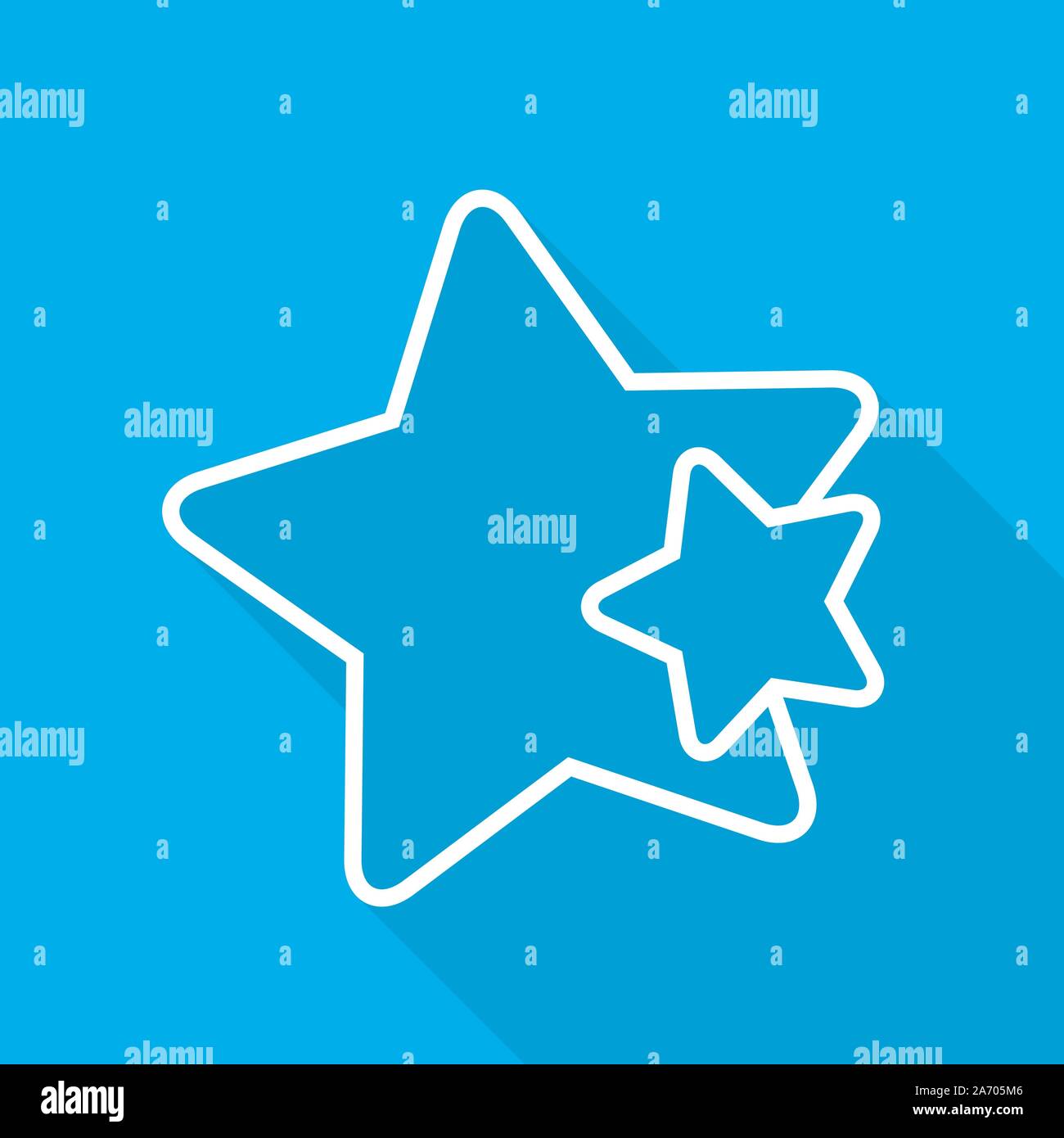 White Star icône dans télévision design. Étoiles sur fond bleu avec long shadow. Vector illustration. Illustration de Vecteur