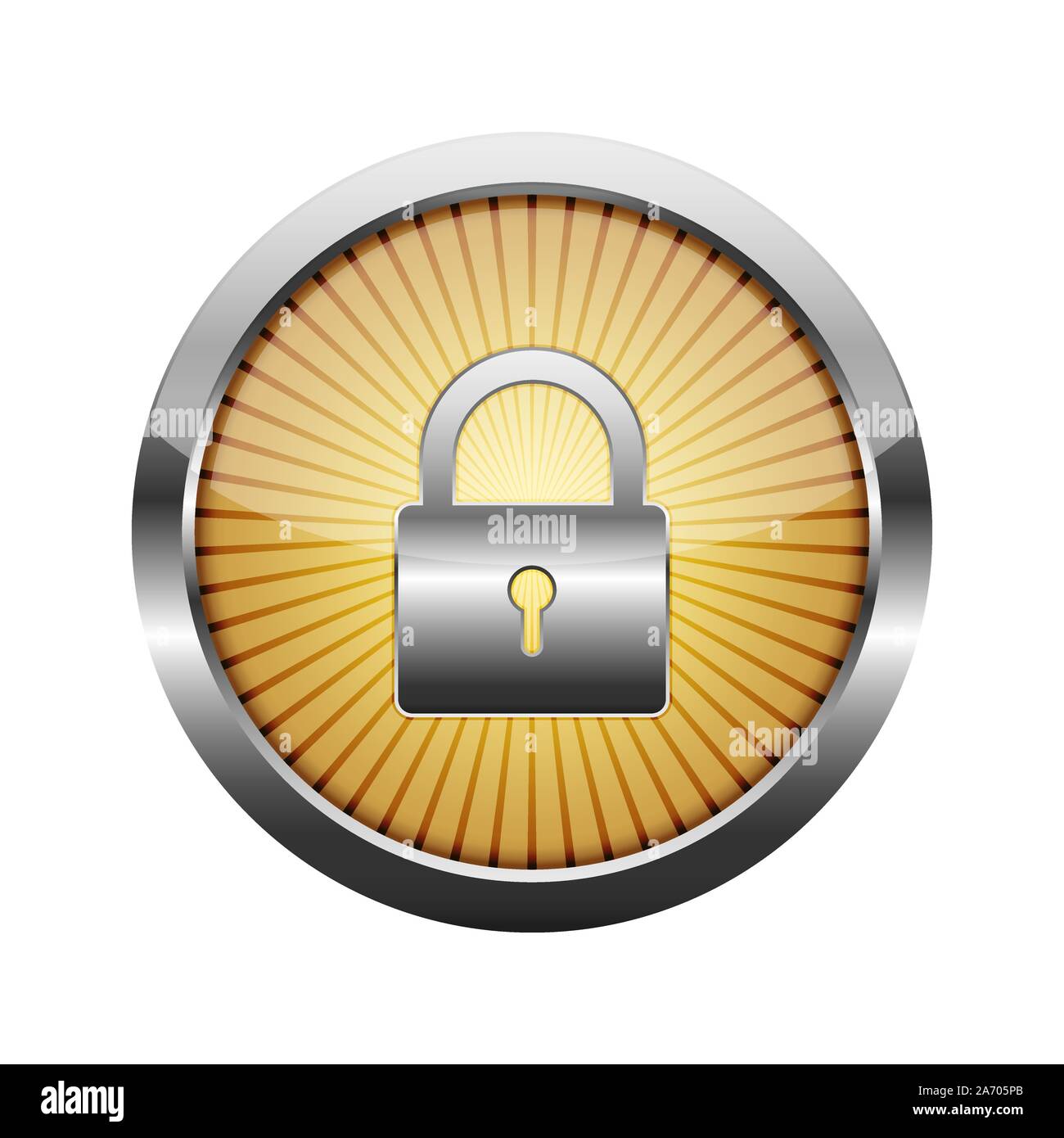 Bouton rond chromé avec cadenas. Vector illustration. L'icône de sécurité Web isolé Illustration de Vecteur