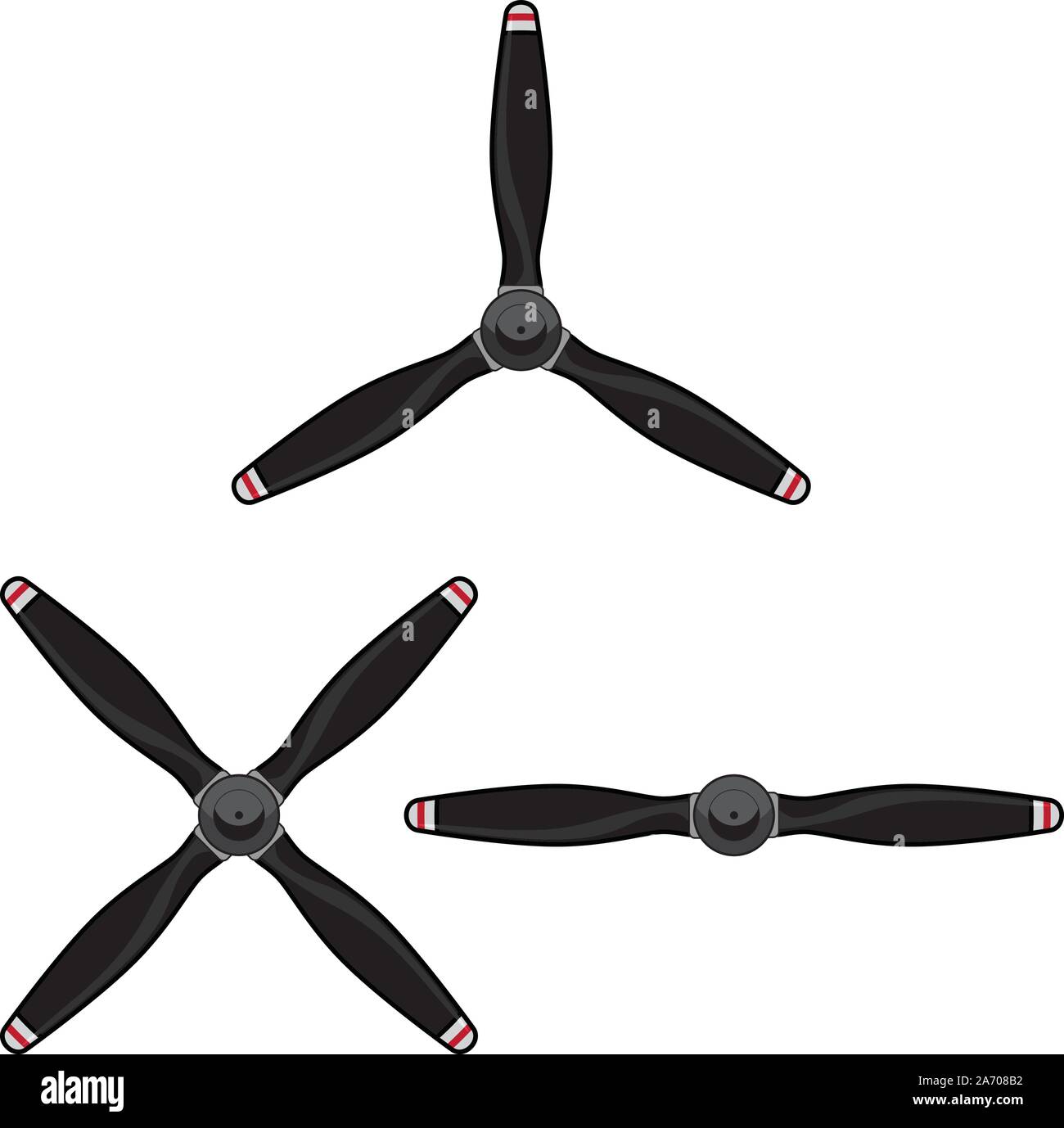 Groupe hélice avion avec deux, trois et quatre hélices lame Lame isolée, Vector Illustration Illustration de Vecteur