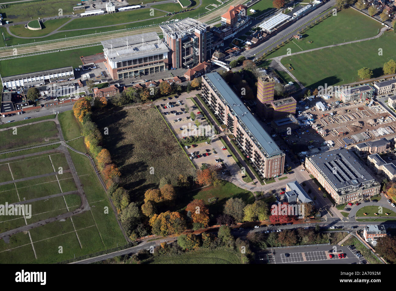 La vue aérienne de l'usine de chocolat Terry à York s'est transformée en appartements modernes appelés « la Résidence », York, Royaume-Uni Banque D'Images