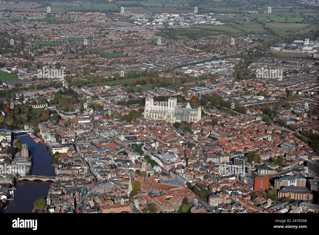 Vue aérienne du centre-ville de New York skyline, Yorkshire, UK Banque D'Images