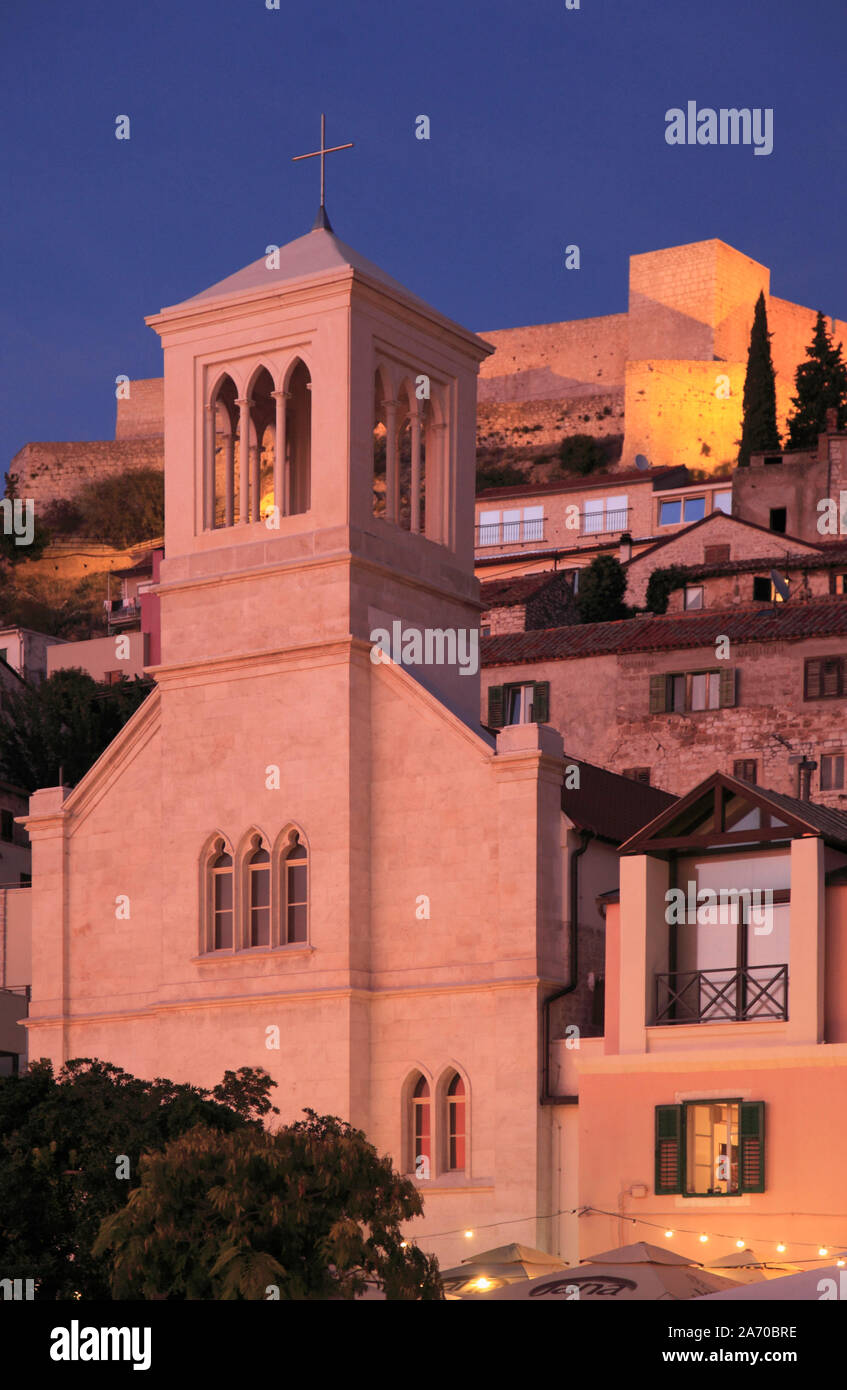 La Croatie, Sibenik, Église Saint Dominique, St Michael Forteresse, Banque D'Images