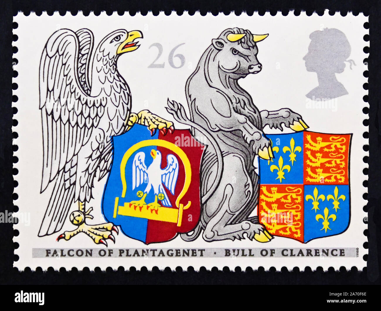 Timbre Poste La Grande Bretagne La Reine Elizabeth Ii 650e Anniversaire De L Ordre De La Jarretiere La Reine Des Betes Pelerin De Plantagenet Bull Photo Stock Alamy