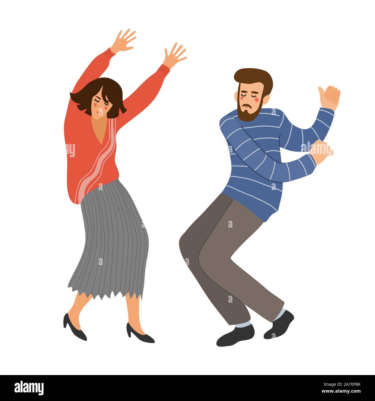 Couple de danseurs isolés. Les gens dans la danse. Cute vector part attirer l'illistration sur fond blanc Illustration de Vecteur