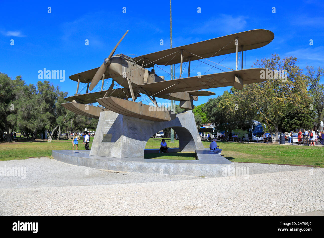 Monument à Sacadura Cabral et Gago Coutinho, première traversée de l'Atlantique sud, Monument Gago Coutinho e Sacadura Cabral, Belém, Lisbonne, Portugal. Banque D'Images