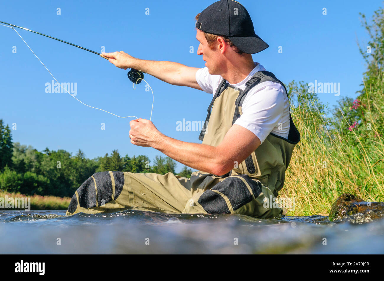 Flyfisher en action Banque D'Images