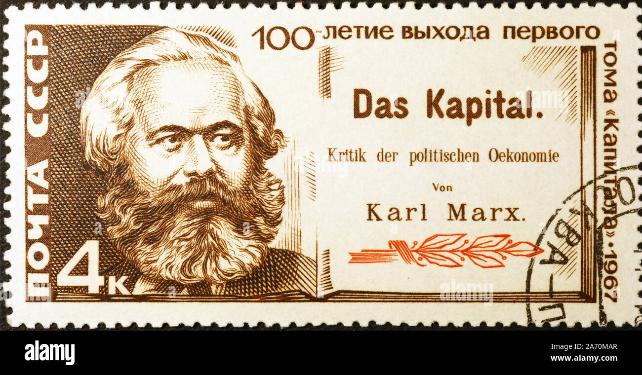 Karl Marx sur timbre russe vintage Banque D'Images