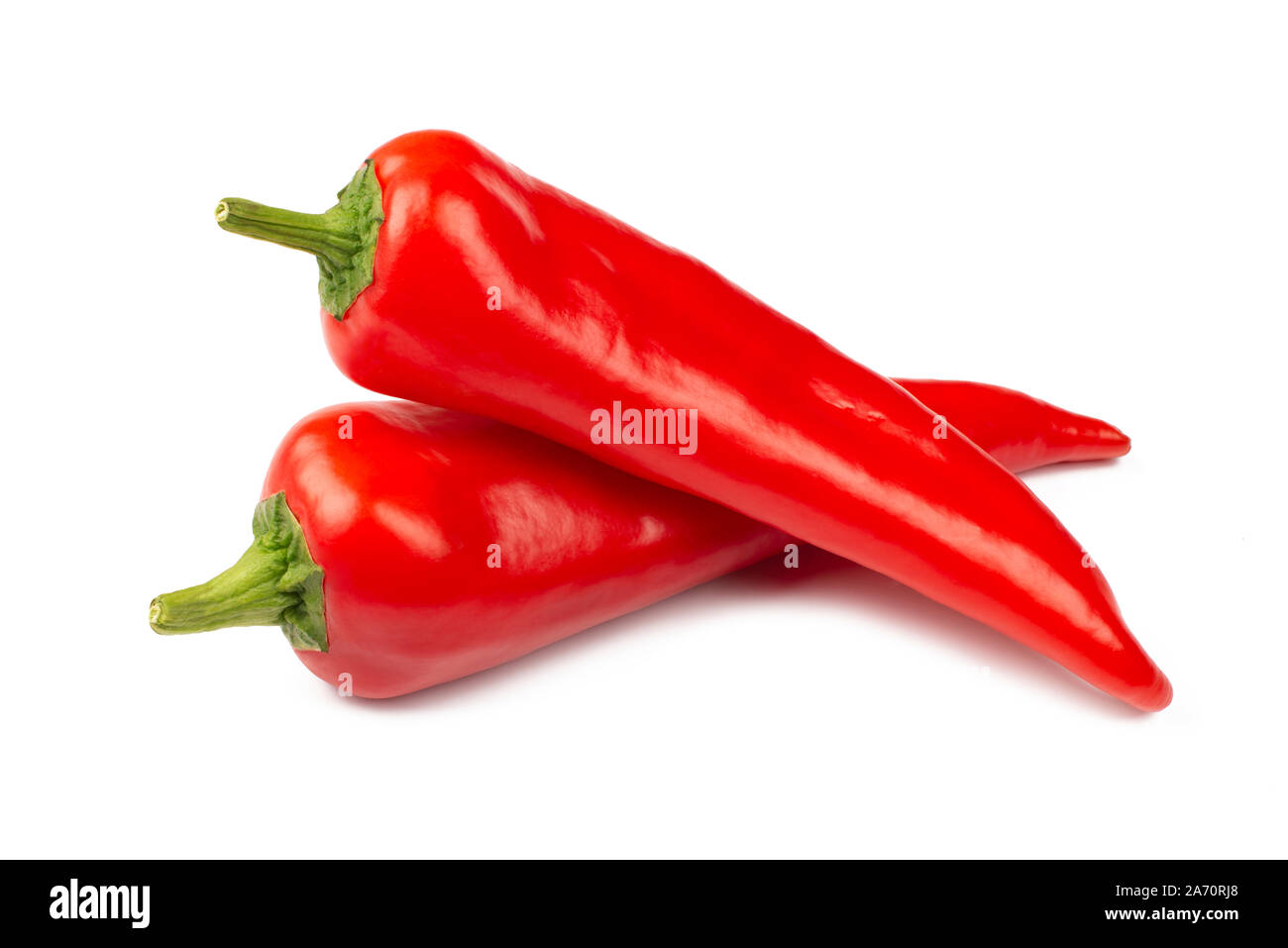 Poivrons rouges doux paprika isolé sur fond blanc Banque D'Images