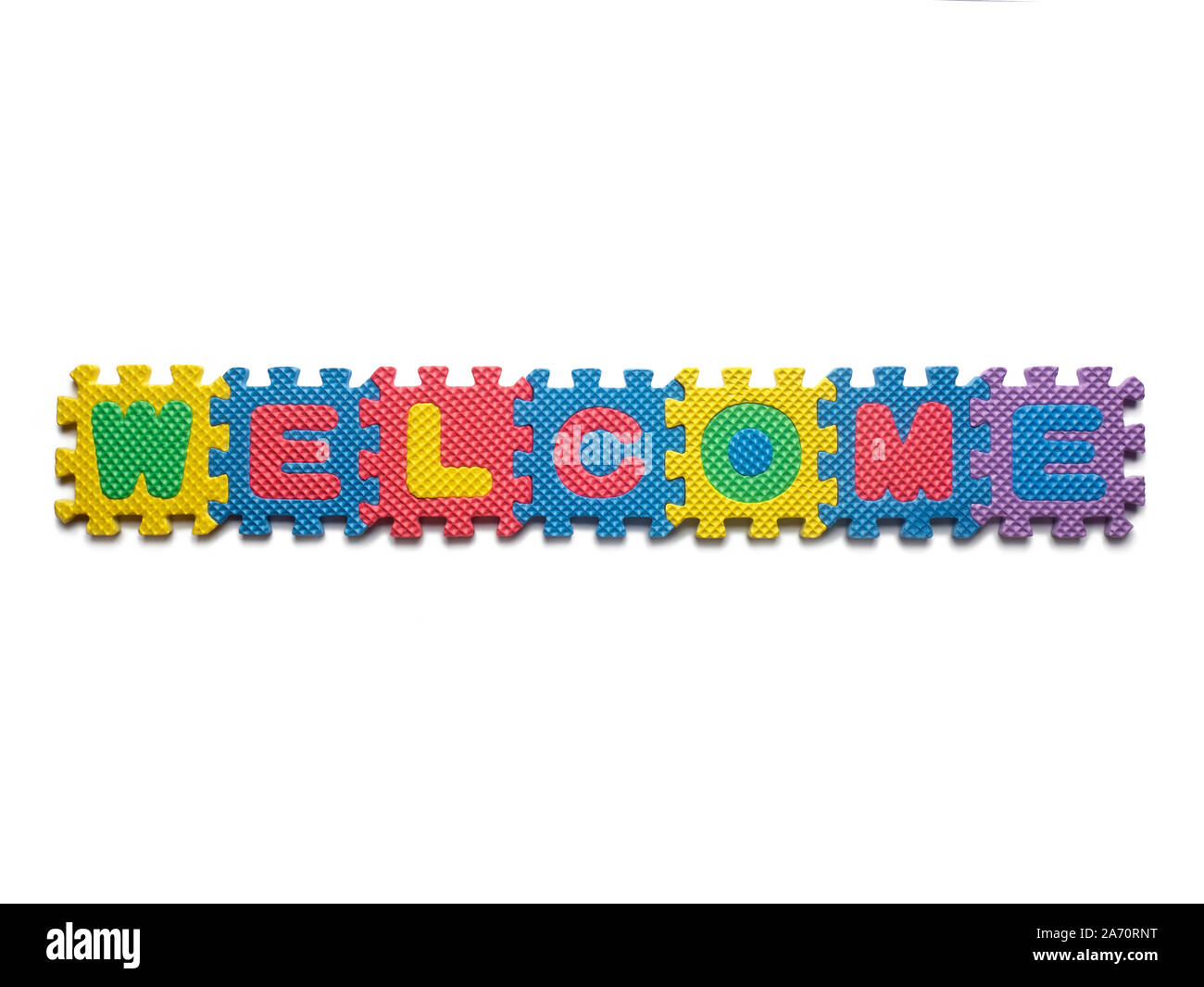 Inscription Bienvenue sur fond blanc Banque D'Images