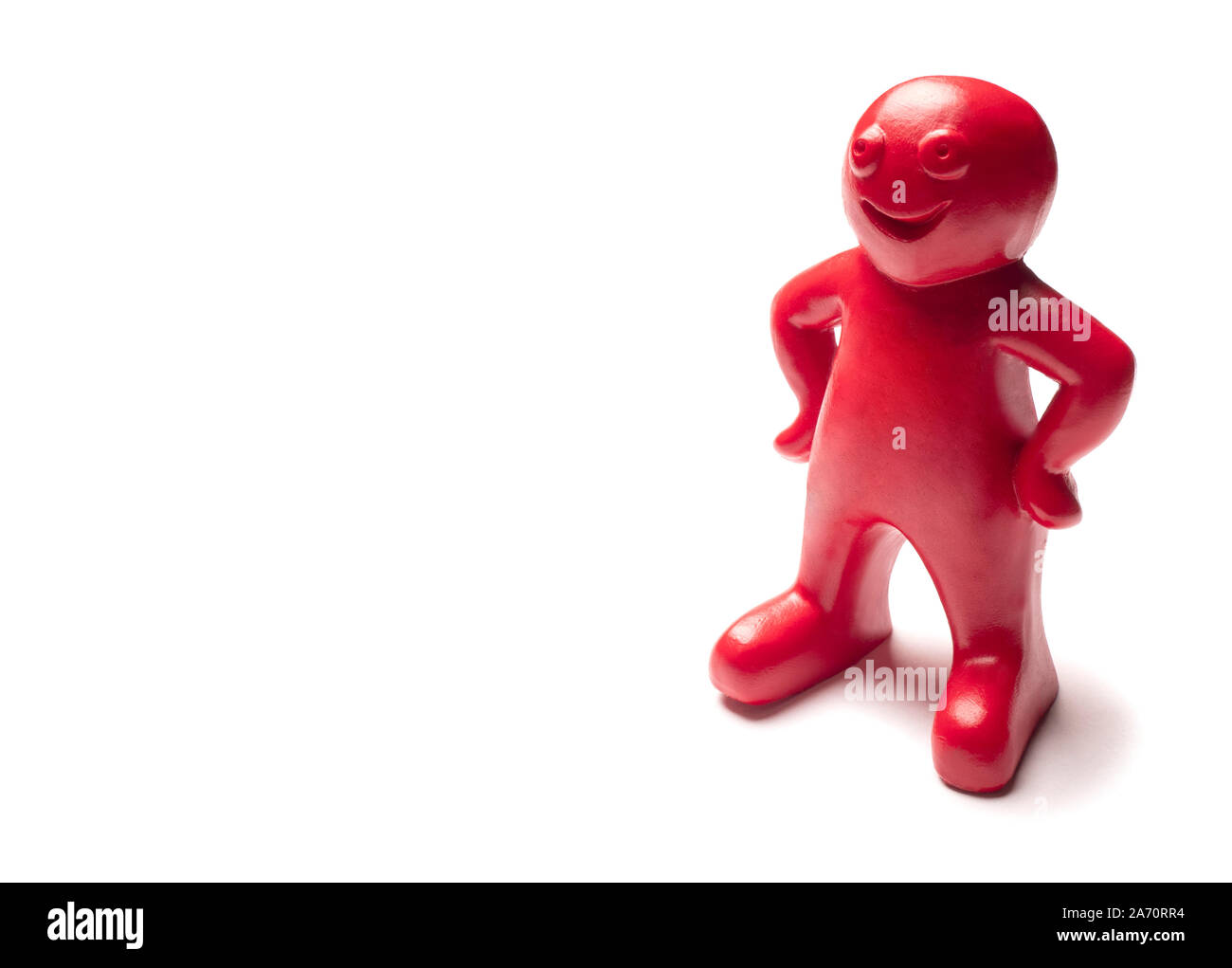 Funny statue homme rouge sur fond blanc Banque D'Images