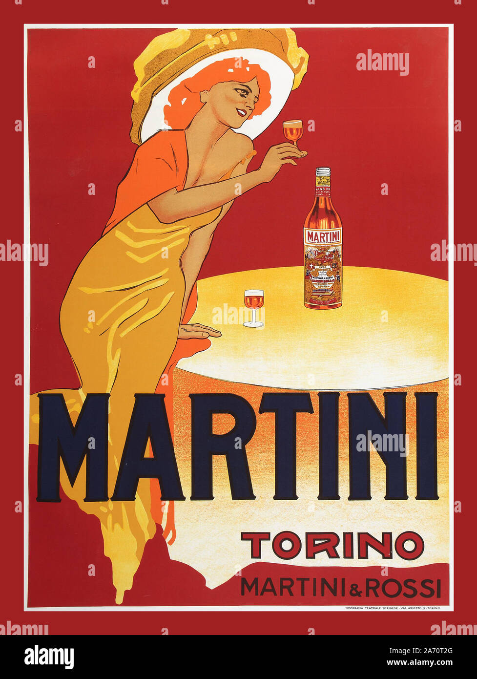 MARTINI 1900 affiche lithographique italienne Art déco Martini Vermouth Martini & Rossi boissons apéritif affiche ancienne, Tipografia Teatrale Torinese, Turin, Italie Banque D'Images