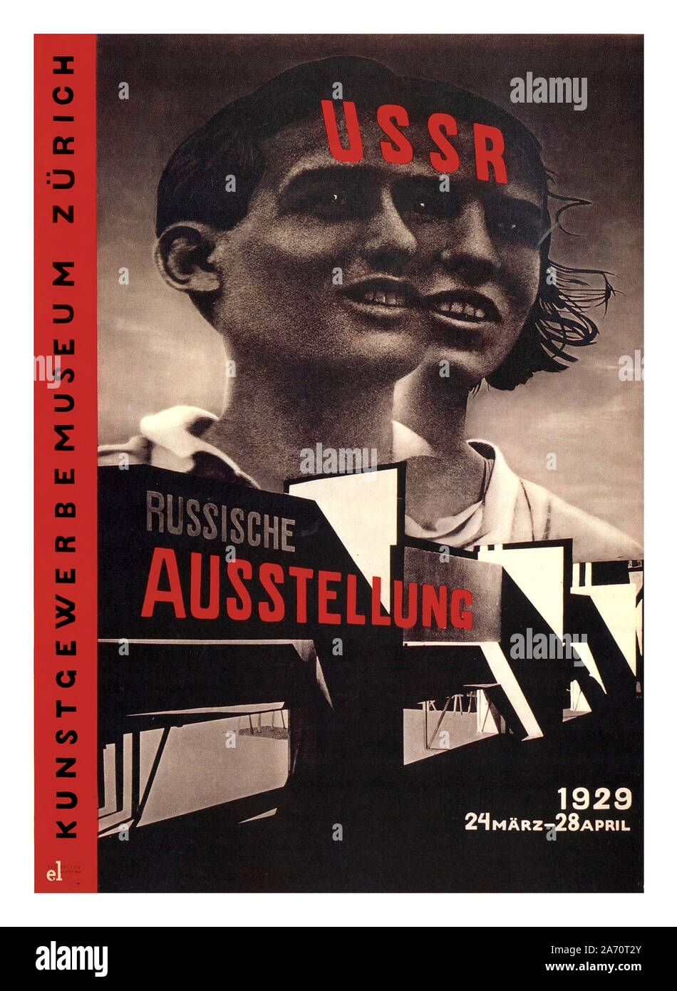 1929 affiche de propagande russe « URSS RUSSISCHE AUSSTELLUNG » pour l'exposition russe de Zurich par El Lissitzky, Banque D'Images