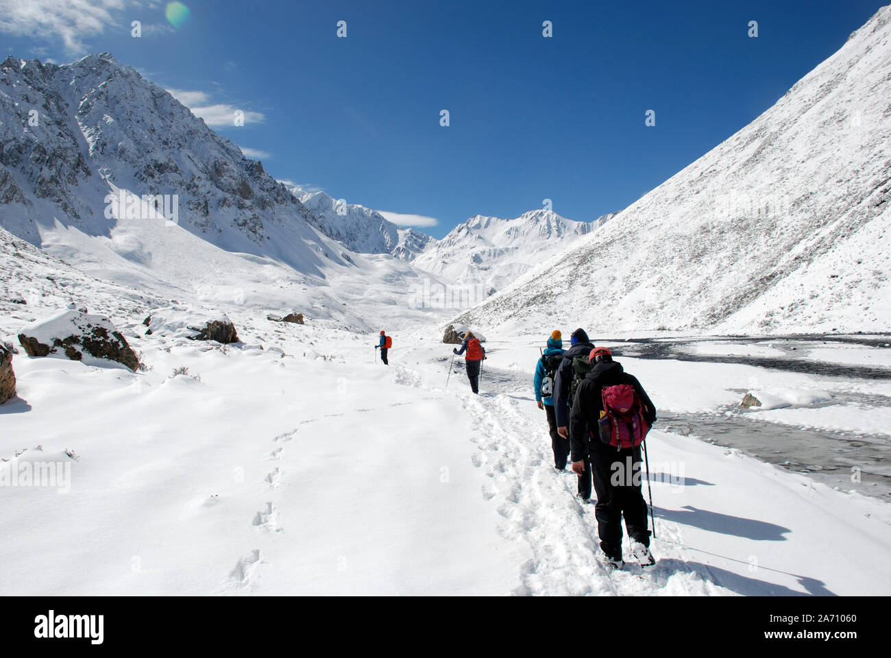 Les randonneurs dans les montagnes de l'ouest du Sichuan en Chine Banque D'Images