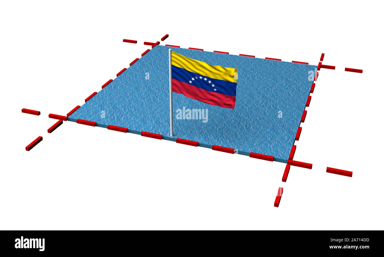 La partie mer avec des frontières et d'un drapeau du Venezuela. Le rendu 3D Banque D'Images