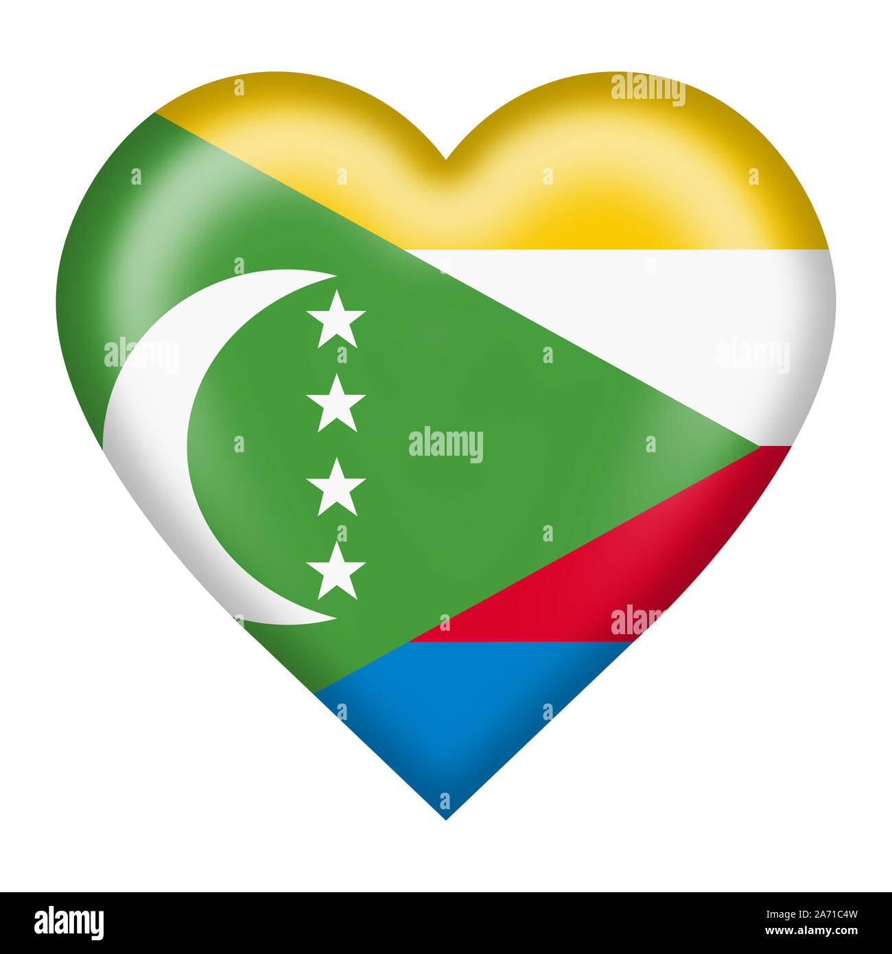 Une illustration de coeur Comores white with clipping path Banque D'Images