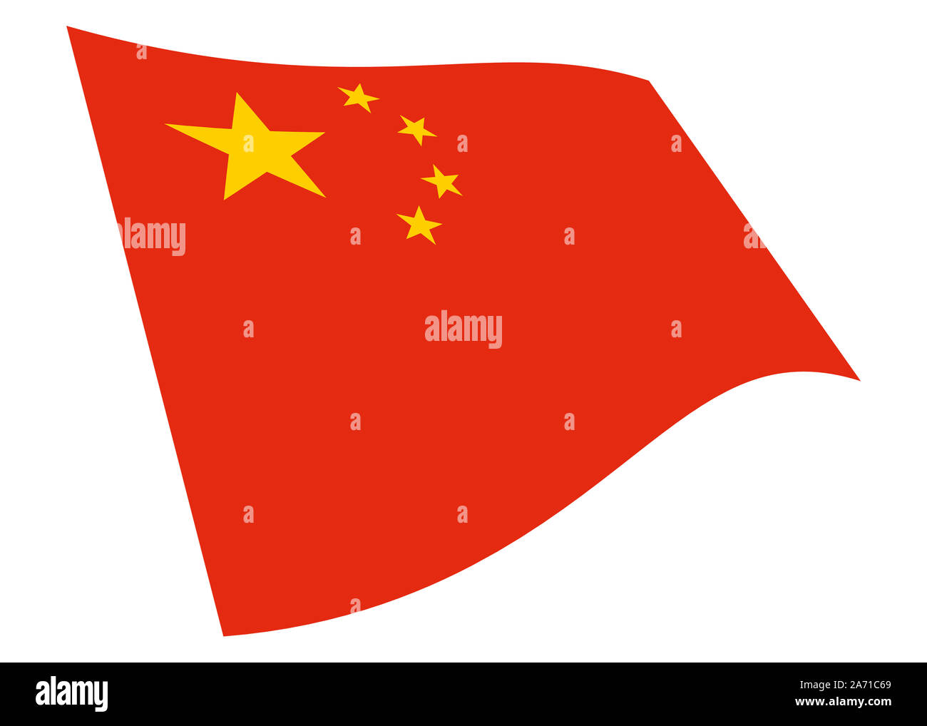 La République populaire de Chine waving flag graphic isolated on white with clipping path Banque D'Images