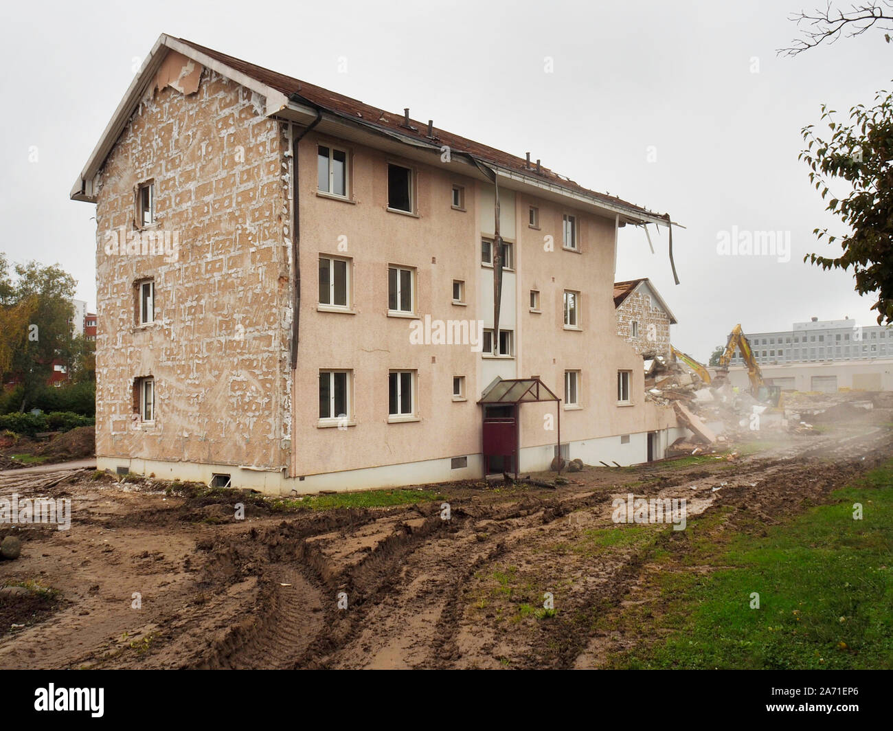 Abbruch eines Wohnsiedlung à Regensdorf ZH Banque D'Images