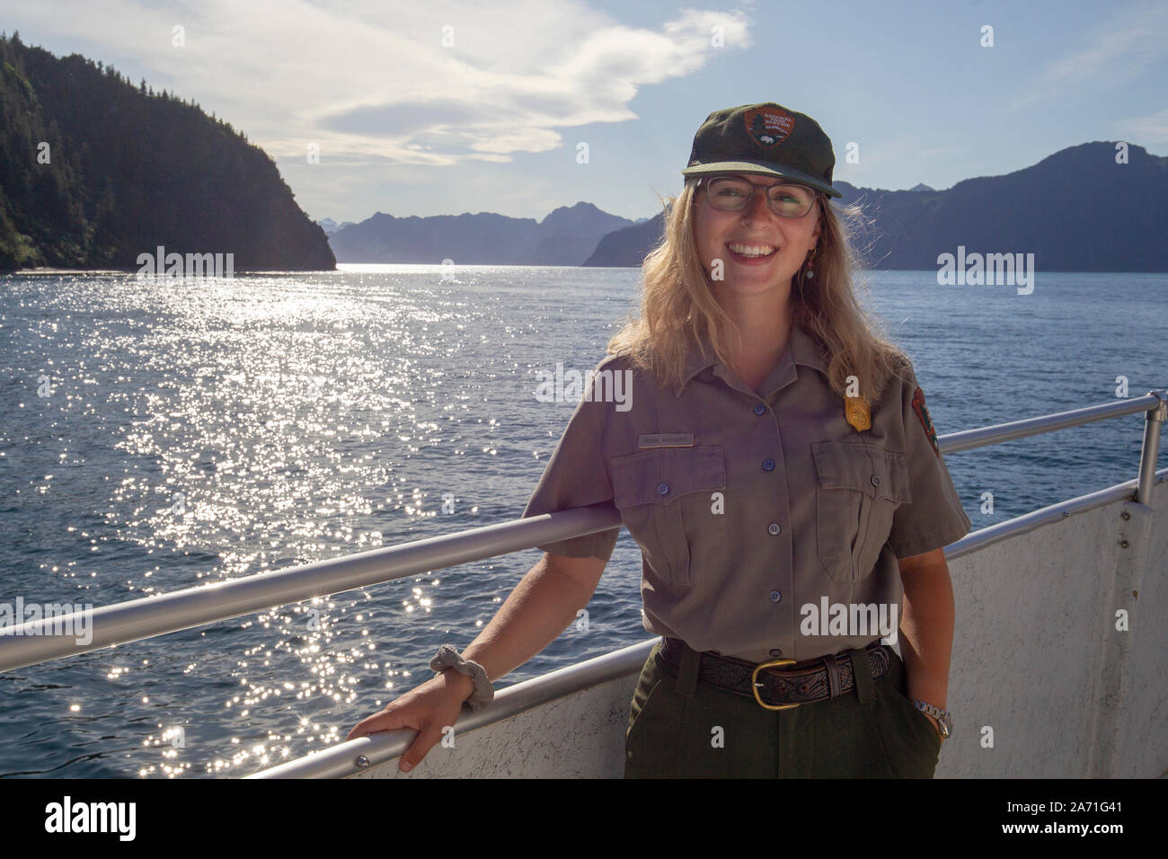 Un Ranger au Service de parc national Kenai Fjords National Park dans le borough de la péninsule de Kenai en Alaska près de Seward. Banque D'Images