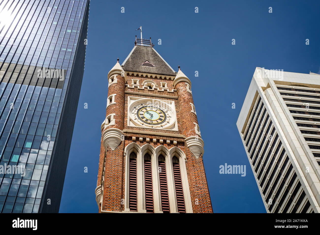 Close up of Perth Hôtel de Ville Tour de l'horloge à Perth, Australie, le 24 octobre 2019 Banque D'Images